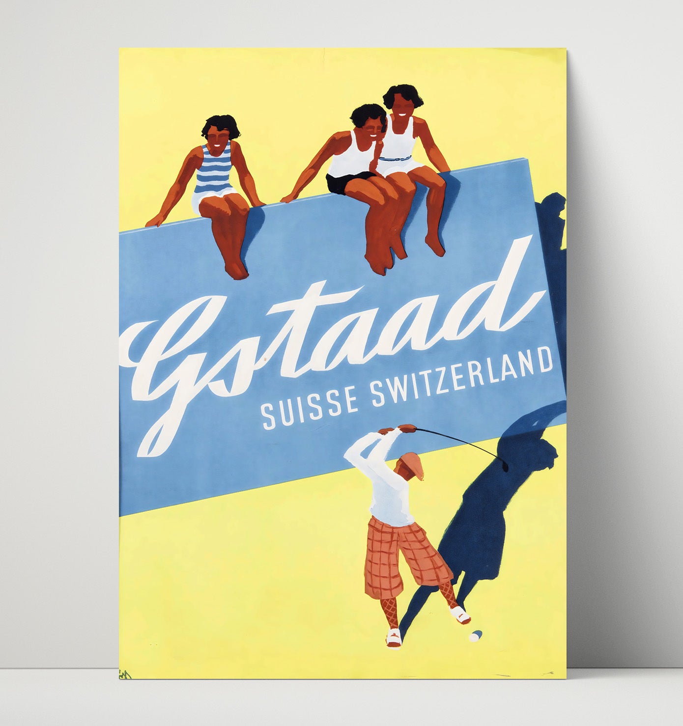 Gstaad Golf and Friends Vintage Travel Print 16x20 Unframed Print travel wall art print