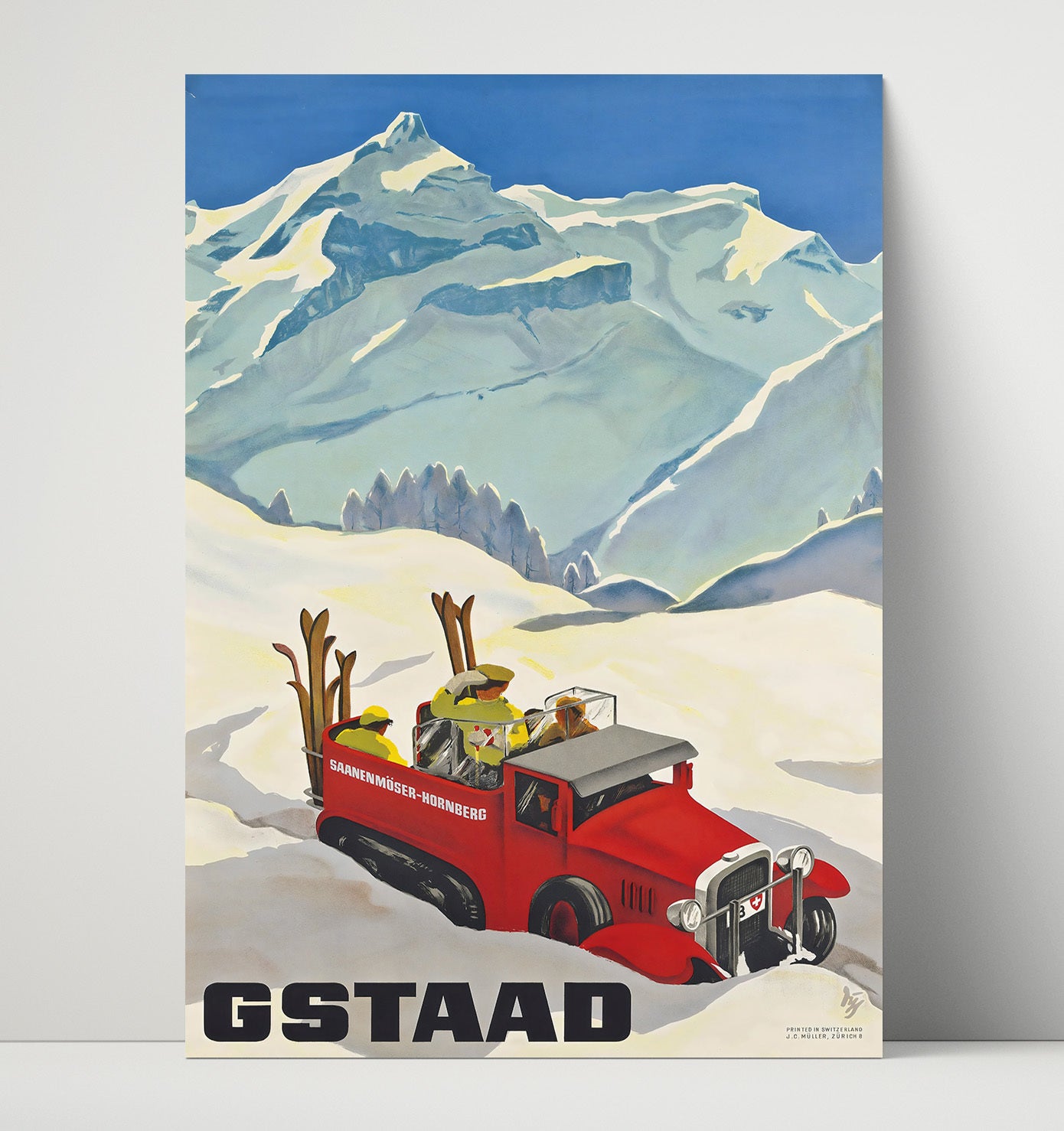 Gstaad Switzerland Vintage Travel Print 16x20 Unframed Print travel wall art print