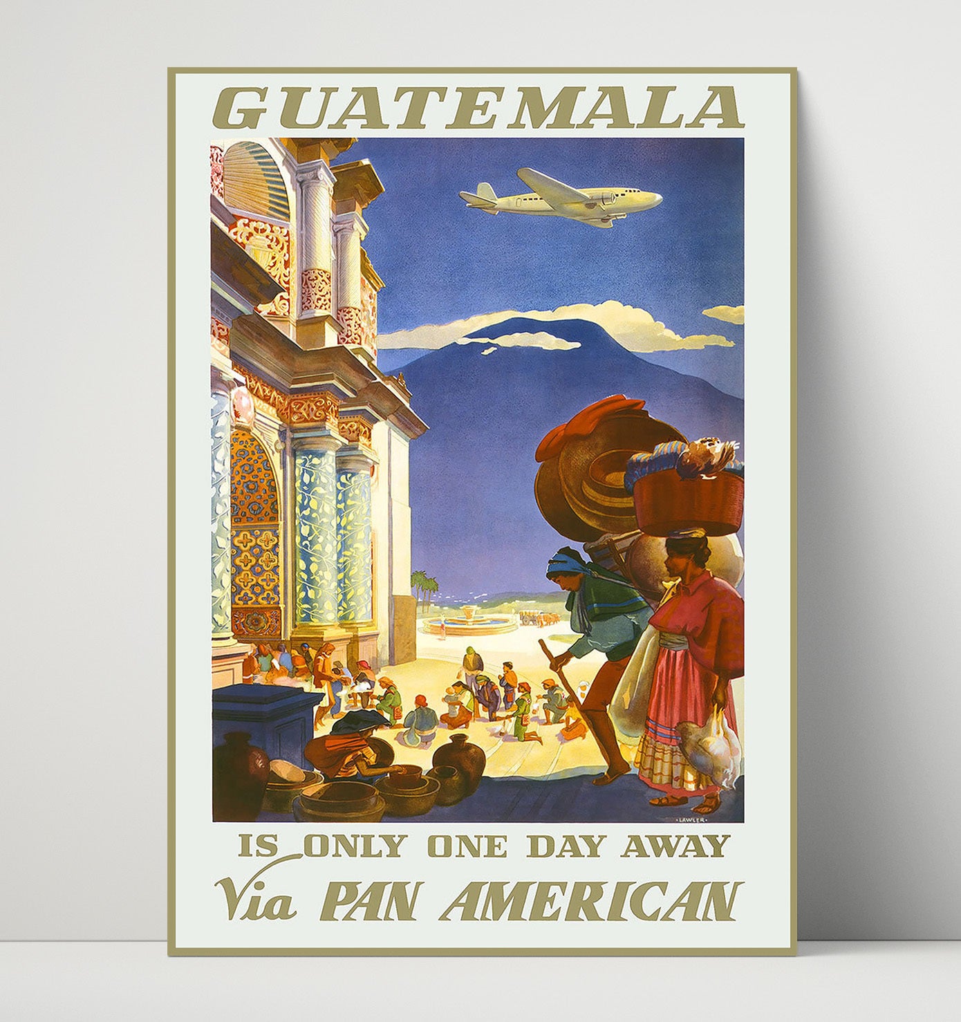 Guatemala Pan American Vintage Travel Print 16x20 Unframed Print travel wall art print