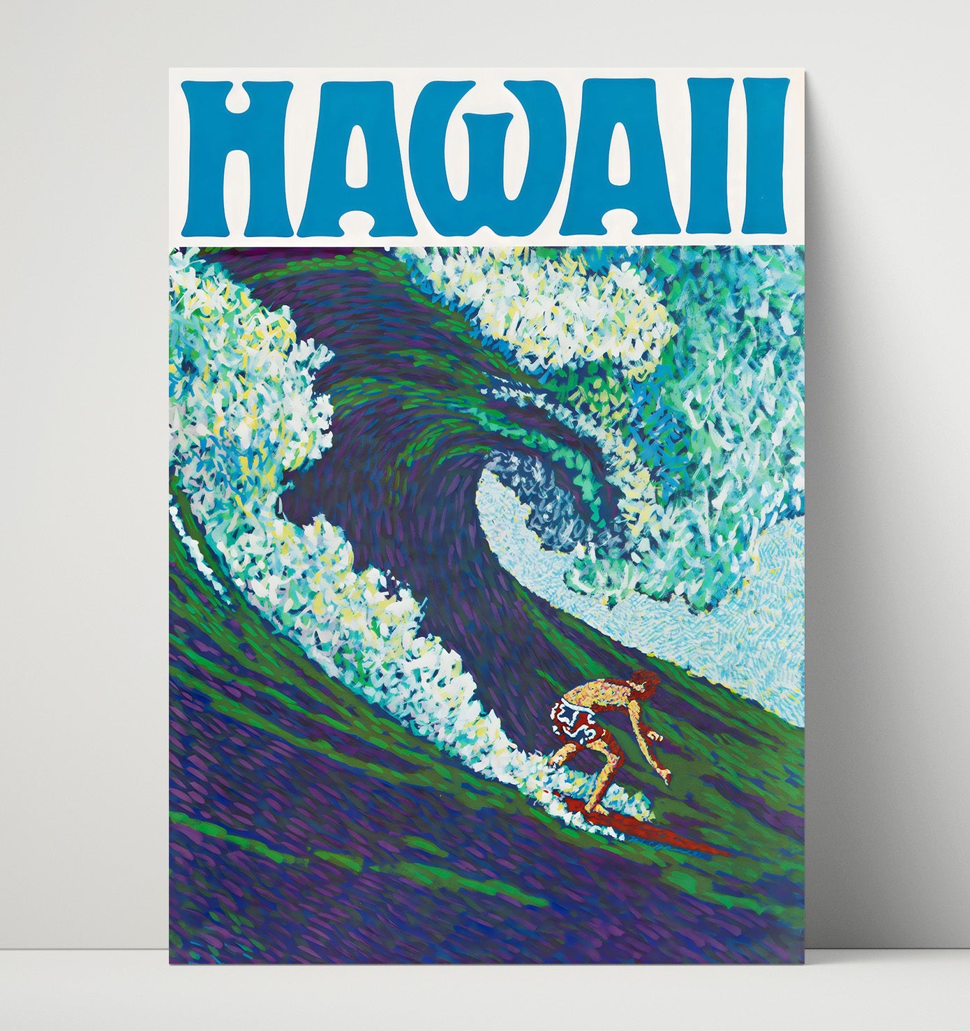 Hawaii Surfing Vintage Travel Print 16x20 Unframed Print travel wall art print