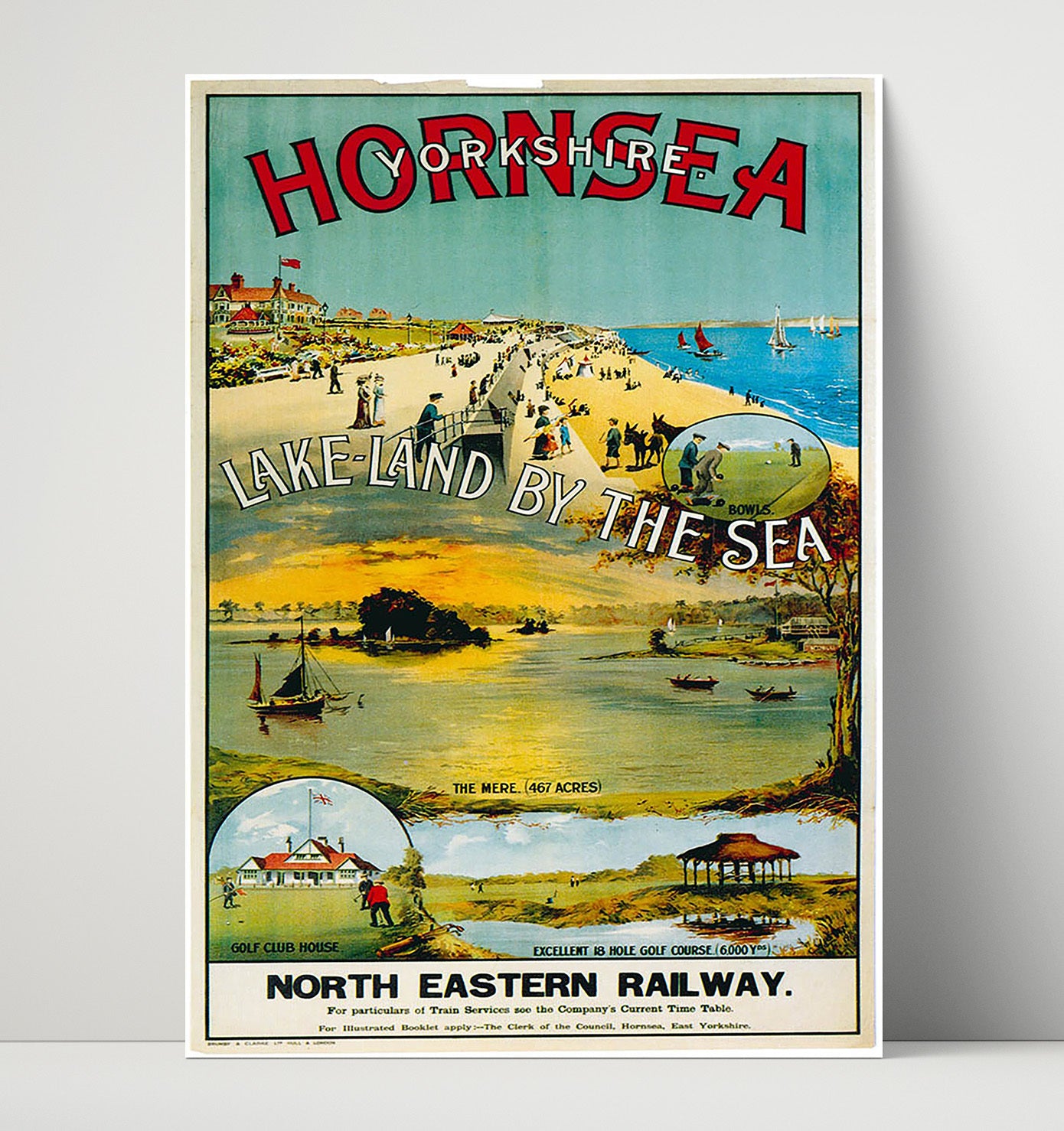 Hornsea Lake Land By The Sea Vintage Travel Print 16x20 Unframed Print travel wall art print