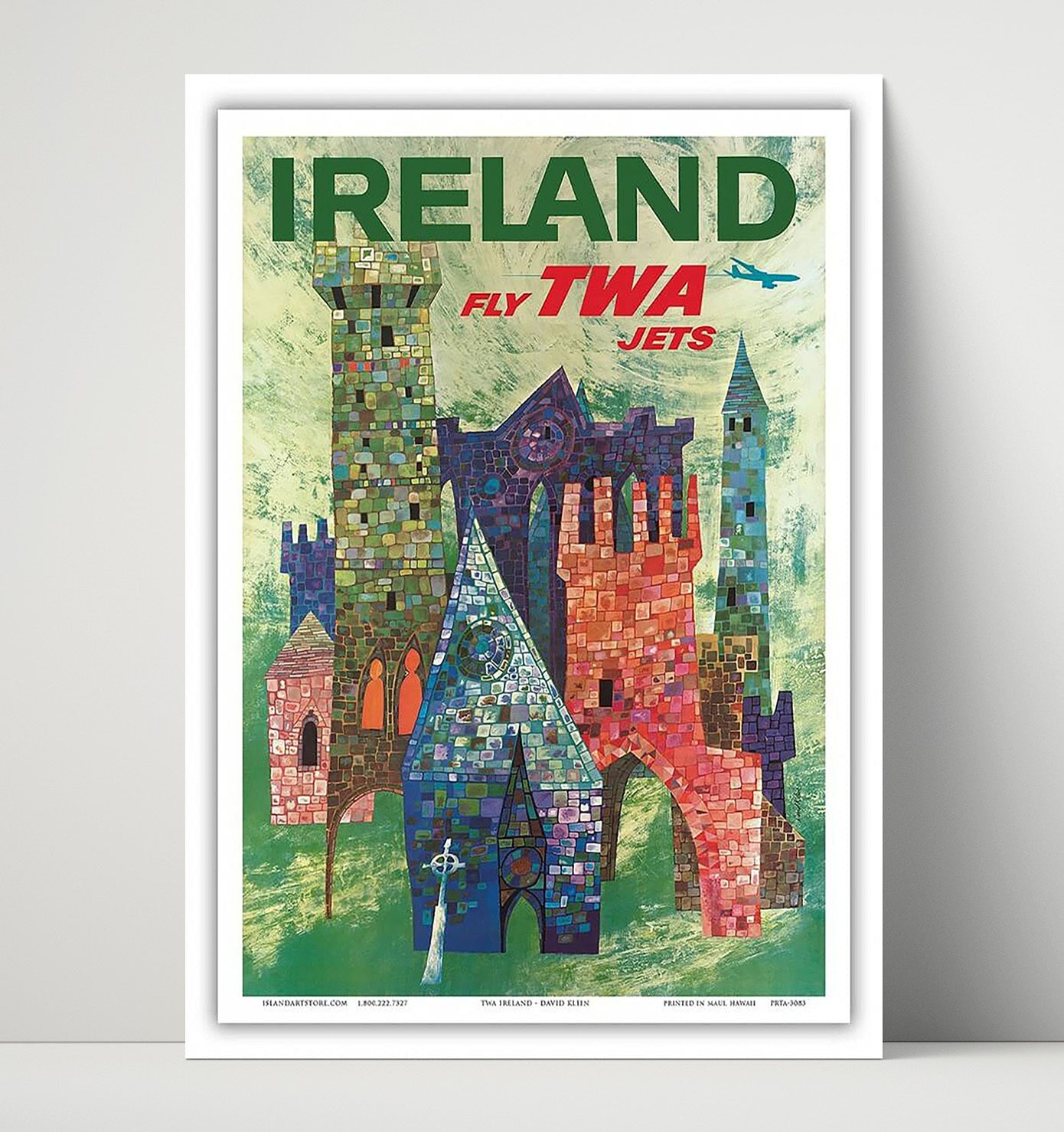 Ireland Fly TWA Jets Vintage Travel Print 16x20 Unframed Print travel wall art print