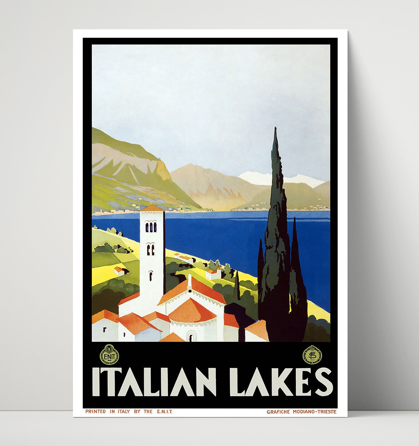 Italian Lakes Scenic Vintage Travel Print 16x20 Unframed Print travel wall art print