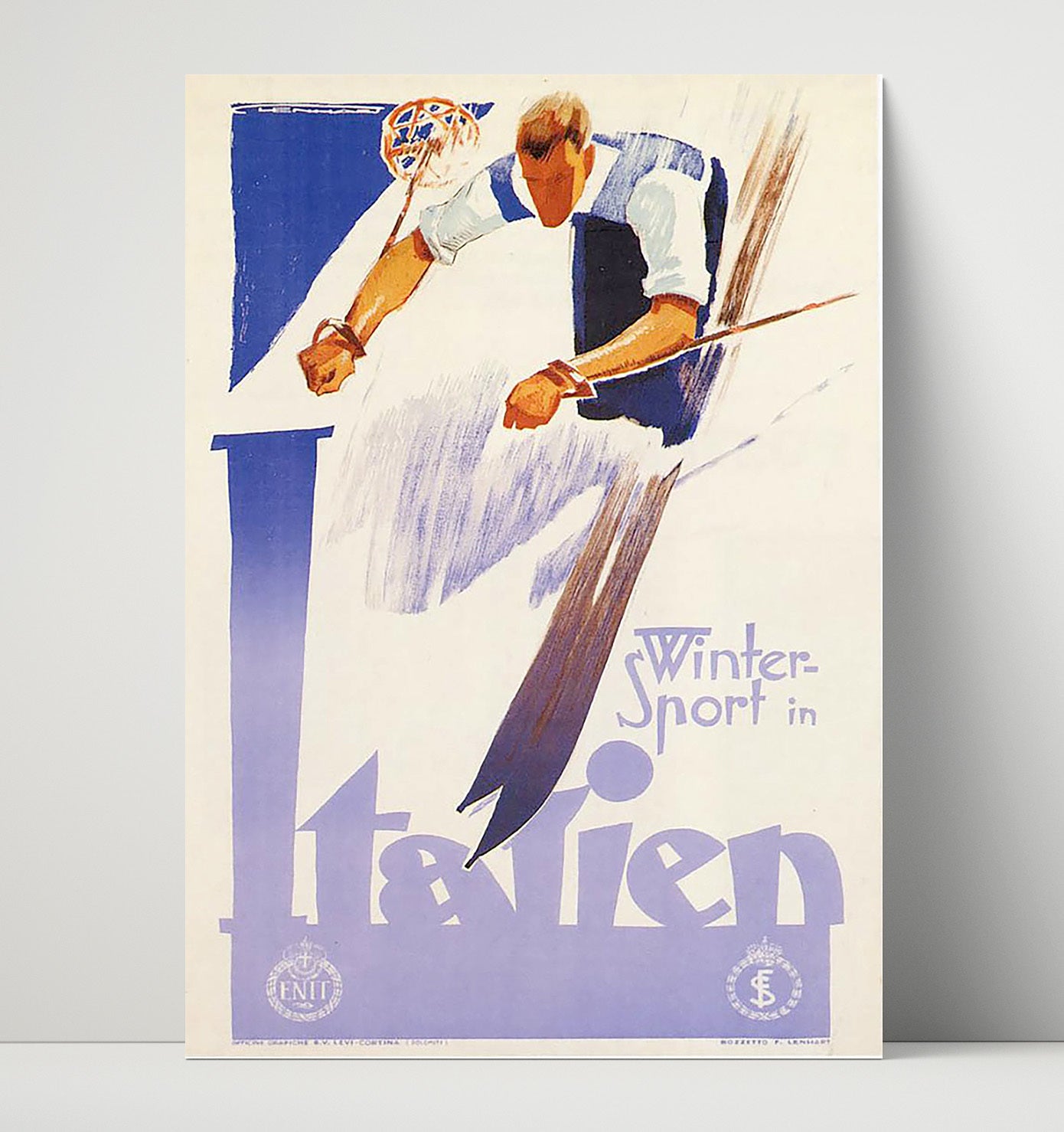 Italy Winter Ski Poster Vintage Travel Print 16x20 Unframed Print travel wall art print