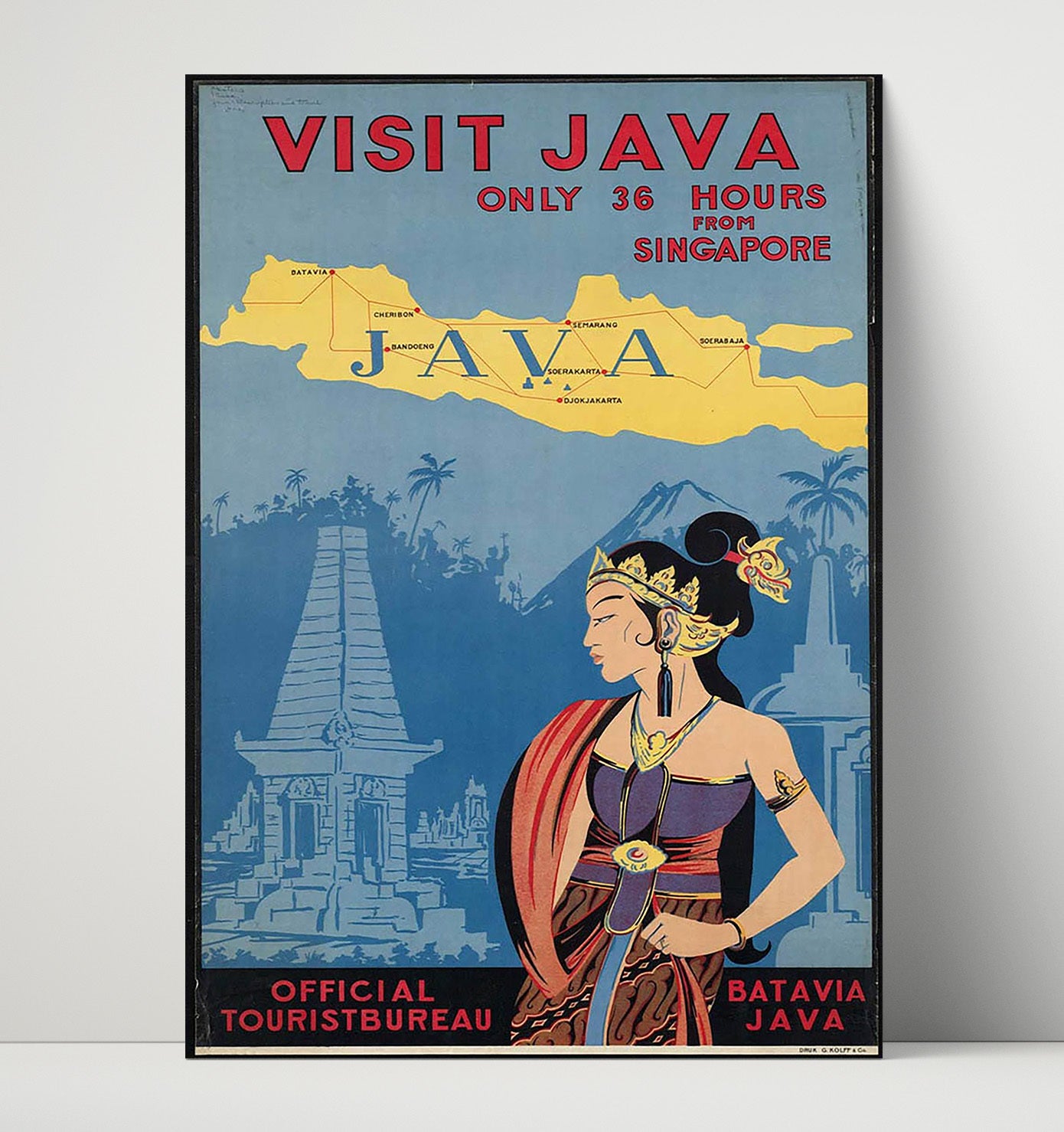 Java Batavia Vintage Travel Print 16x20 Unframed Print travel wall art print