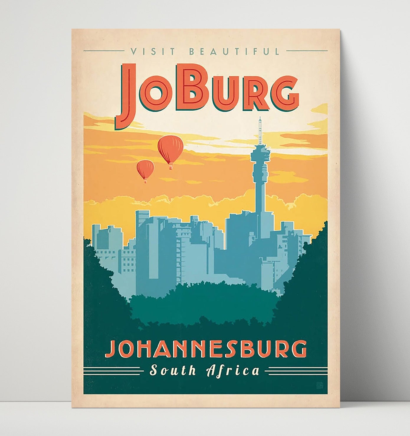 Johannesburg South Africa Vintage Travel Print 16x20 Unframed Print travel wall art print