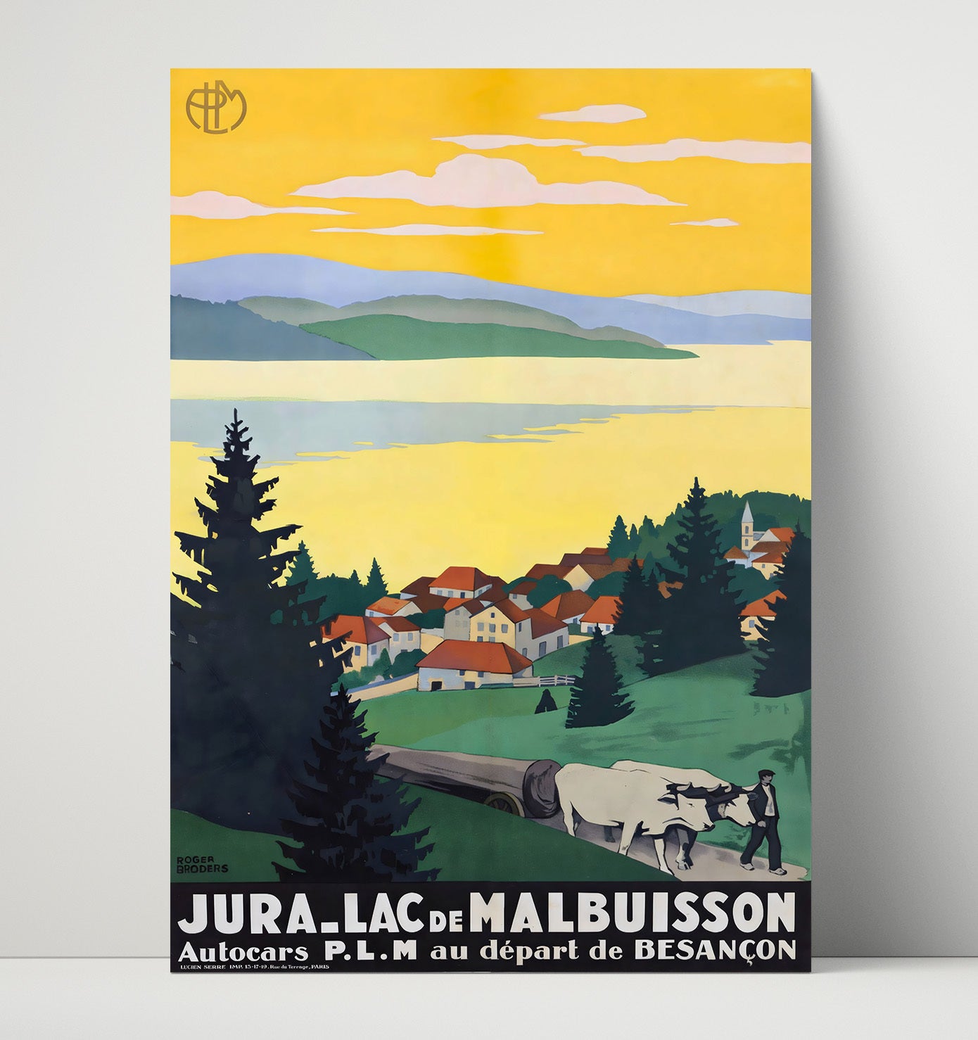 Jura Lac de Malbuisson Vintage Travel Print 16x20 Unframed Print travel wall art print