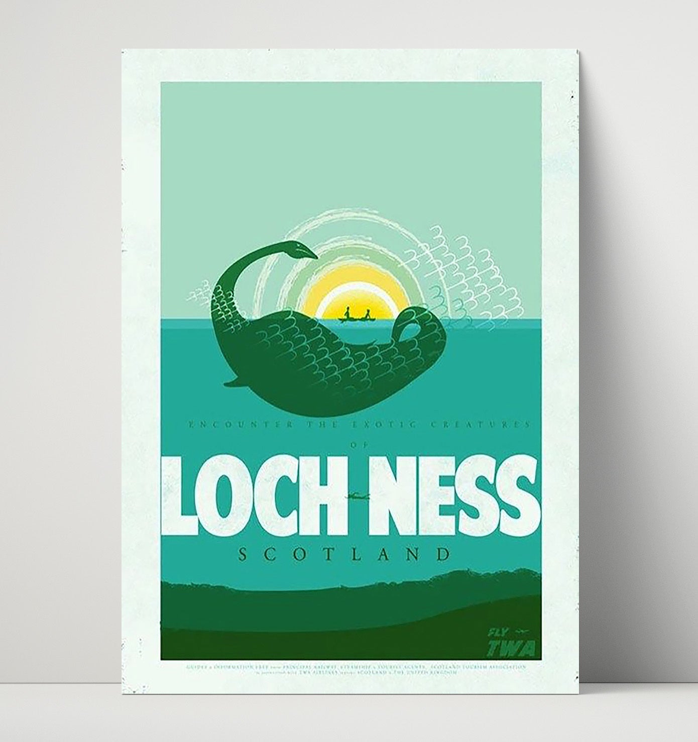Loch Ness Scotland Vintage Travel Print 16x20 Unframed Print travel wall art print