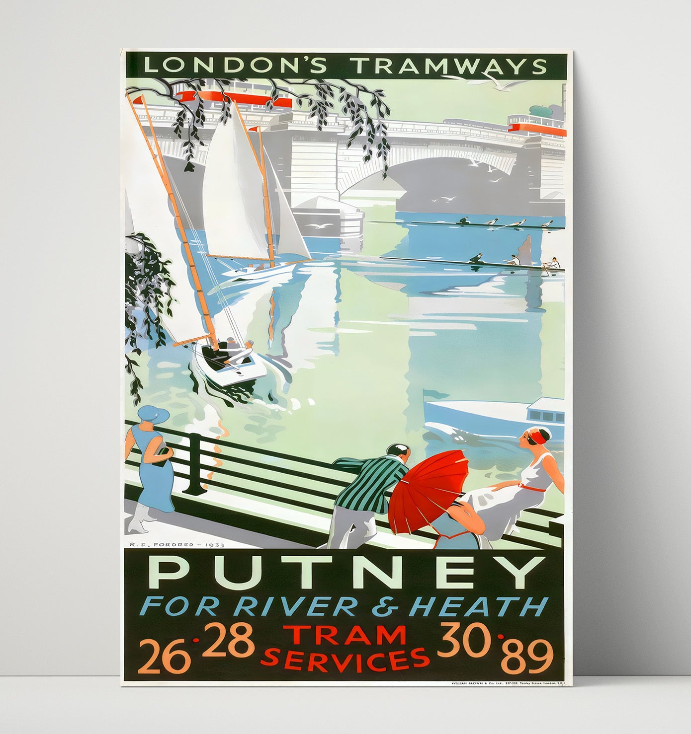 London Putney Tramways Vintage Travel Print 16x20 Unframed Print travel wall art print