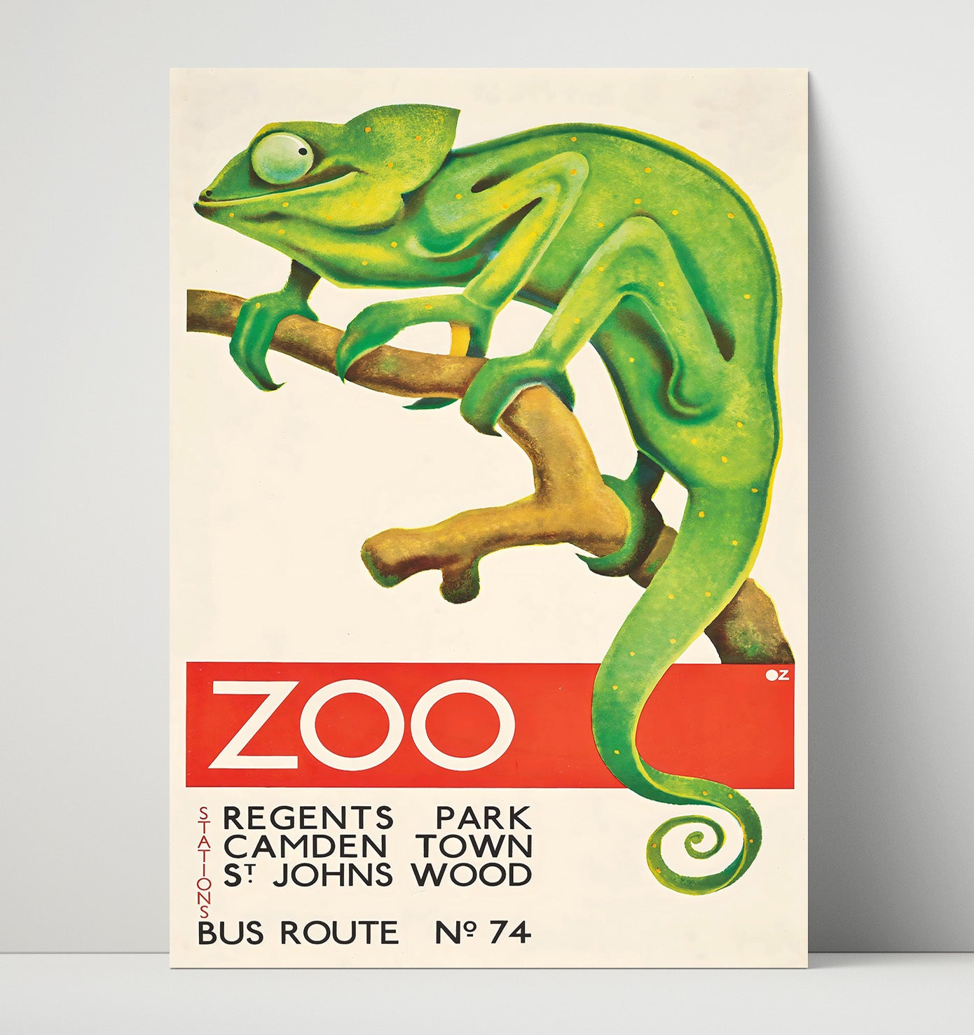 London Zoo Camden Town Chameleon Vintage Travel Print 16x20 Unframed Print travel wall art print