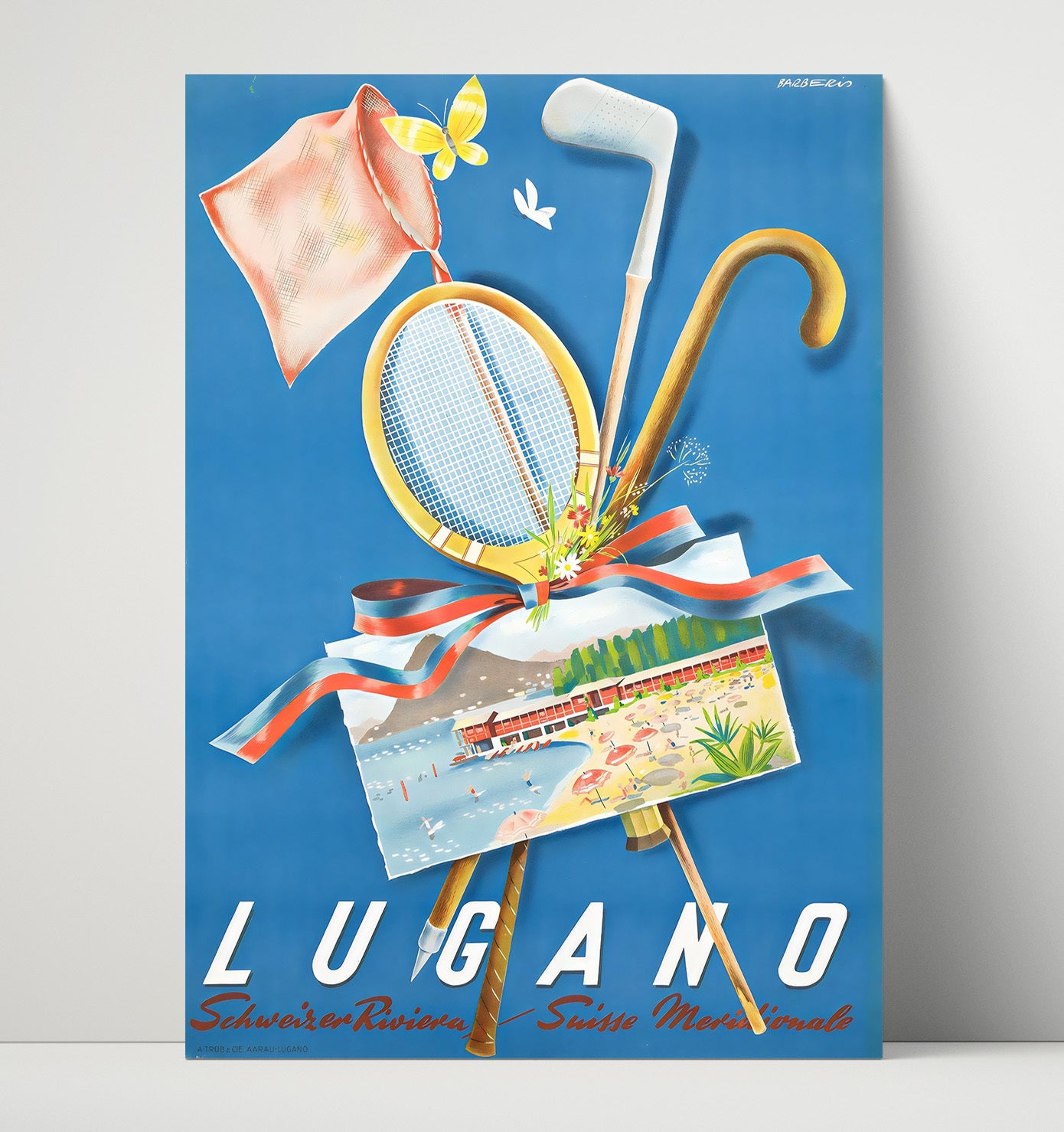 Lugano Vintage Travel Print 16x20 Unframed Print travel wall art print
