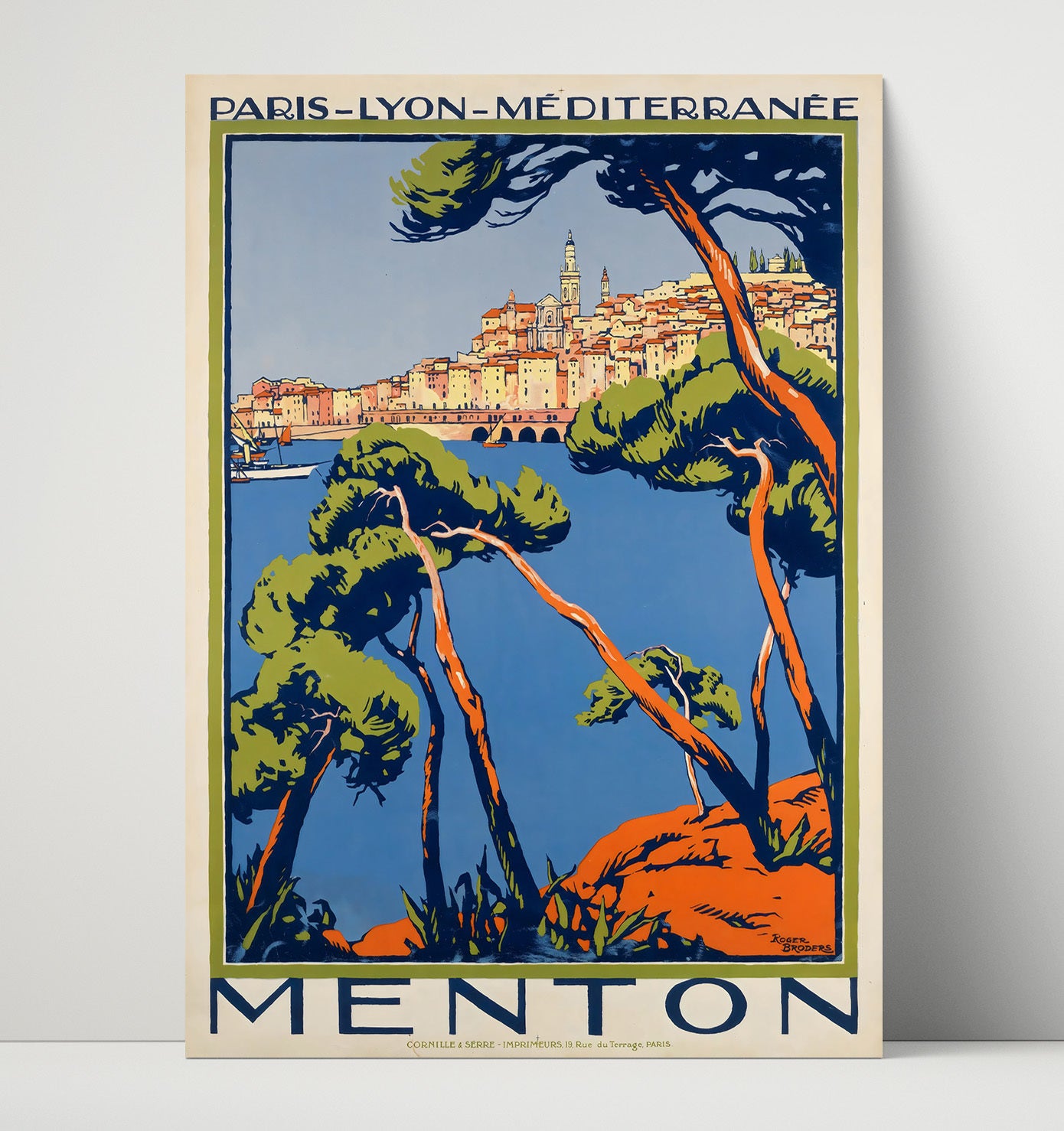 Menton Mediterranean Vintage Travel Print 16x20 Unframed Print travel wall art print