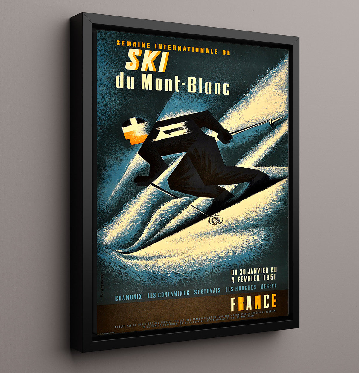 Mont Blanc Ski - Travel - 16x20 Framed Canvas