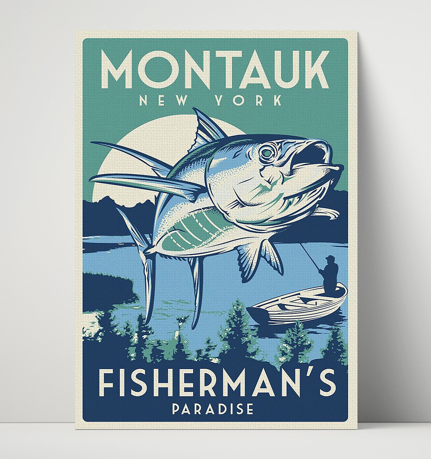 Montauk Fishermans Paradise Vintage Travel Print 16x20 Unframed Print travel wall art print