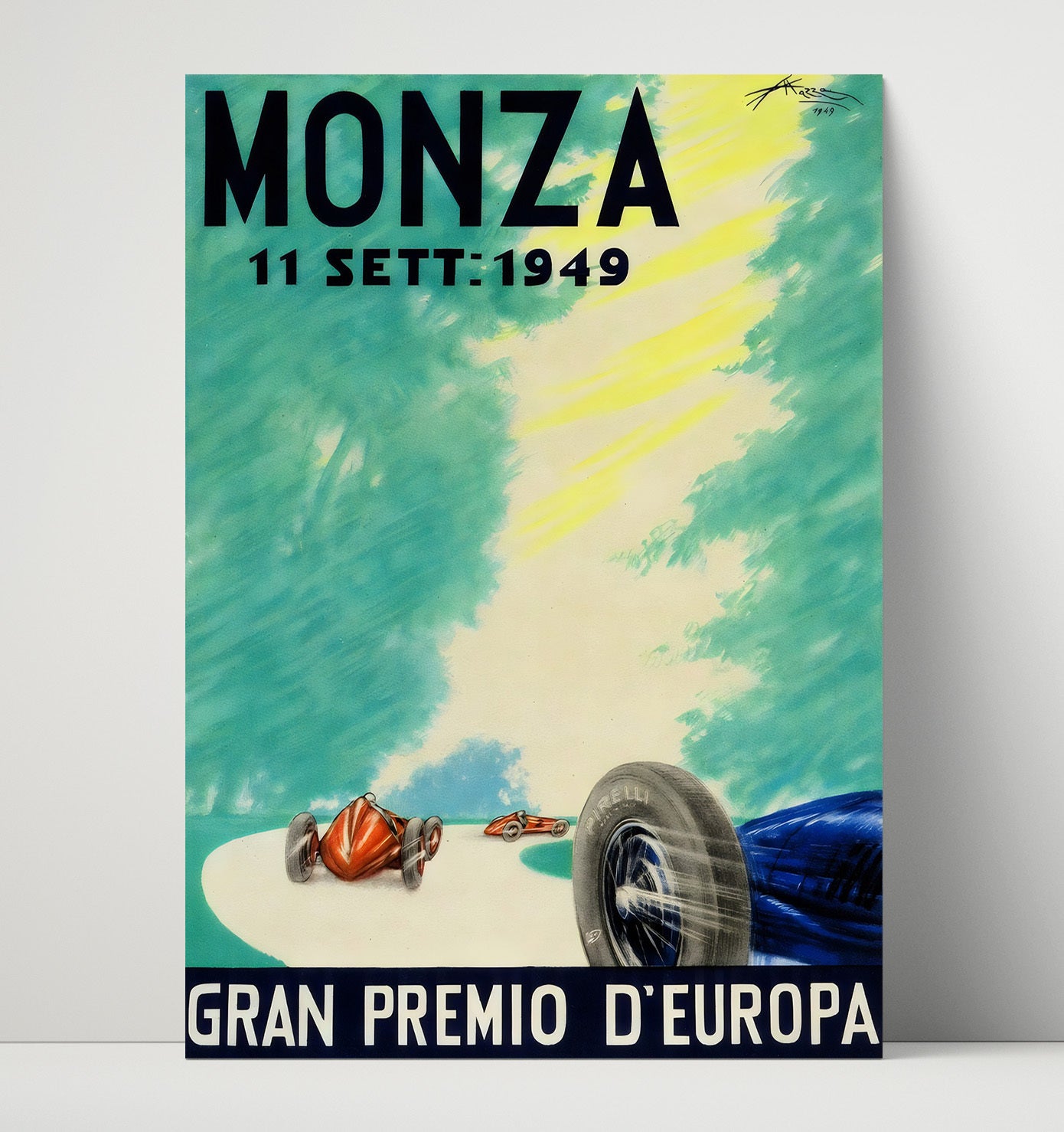 Monza Gran Premio dEuropa 1949 Vintage Travel Print 16x20 Unframed Print travel wall art print