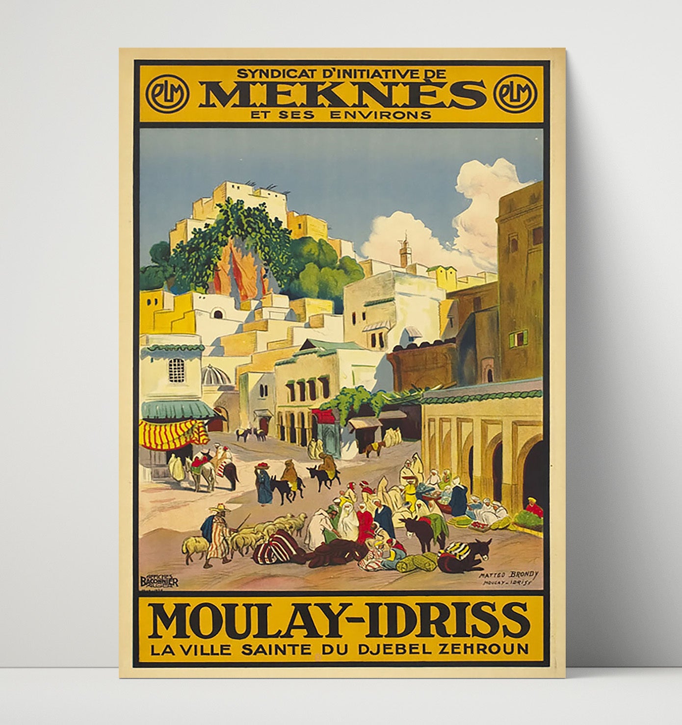 Morocco Moulay Idriss Vintage Travel Print 16x20 Unframed Print travel wall art print