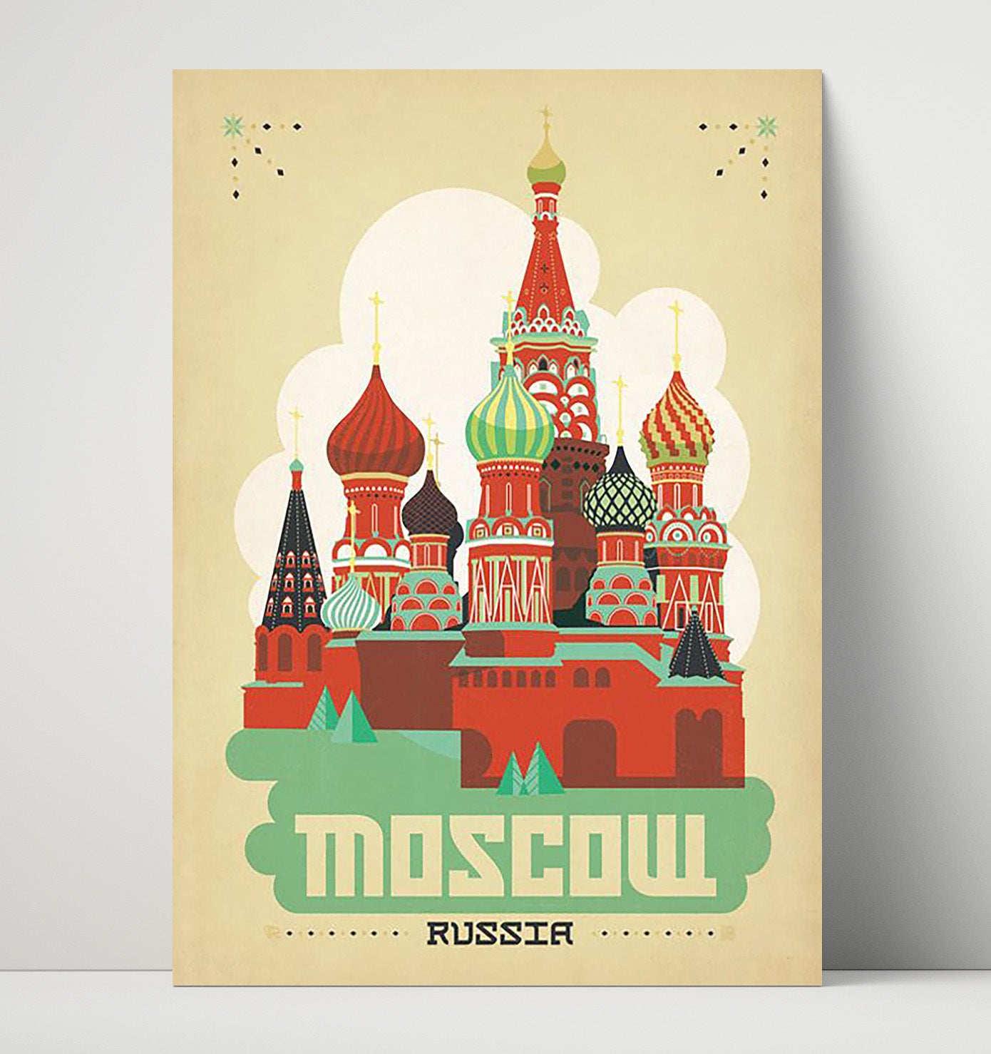 Moscow Russia Vintage Travel Print 16x20 Unframed Print travel wall art print