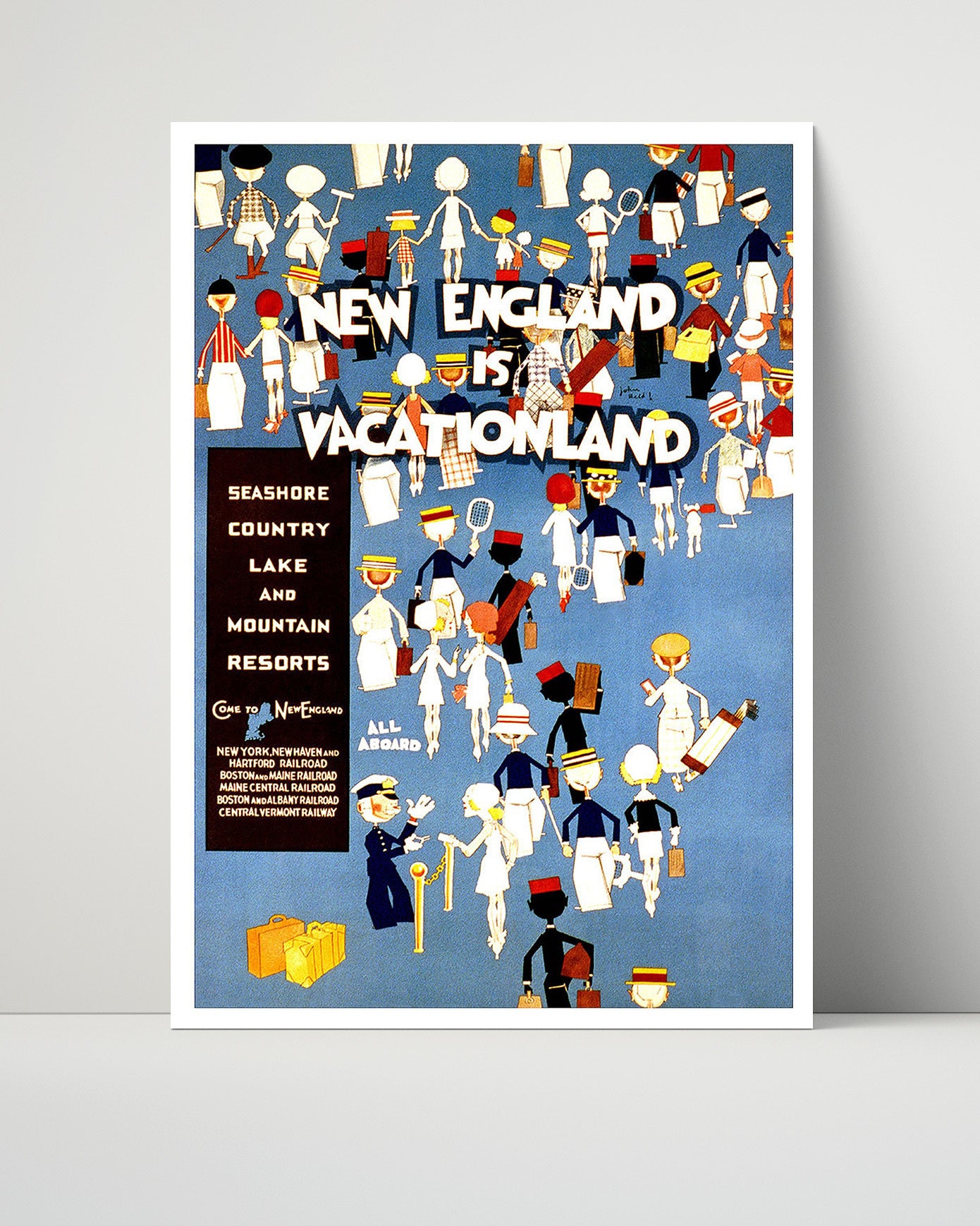 New England Vacationland Vintage Travel Print 16x20 Unframed Print travel wall art print