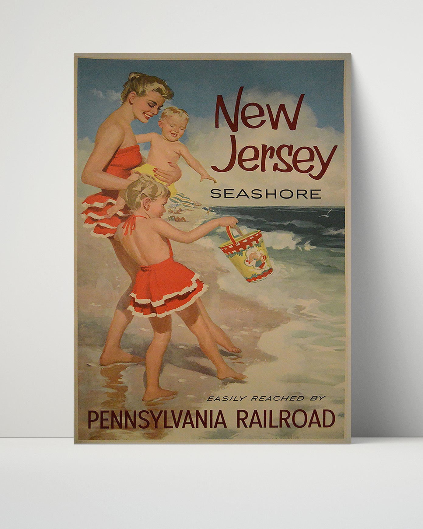 New Jersey Seashore Vintage Travel Print 16x20 Unframed Print travel wall art print