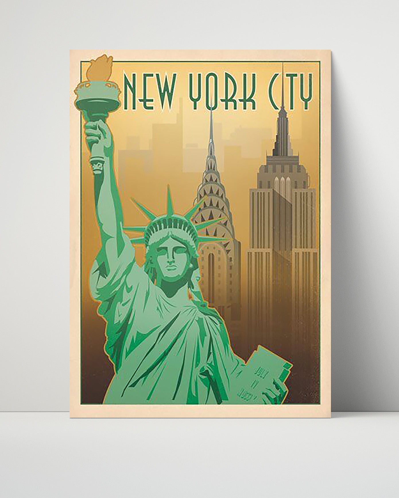 New York City Statue of Liberty Vintage Travel Print 16x20 Unframed Print travel wall art print