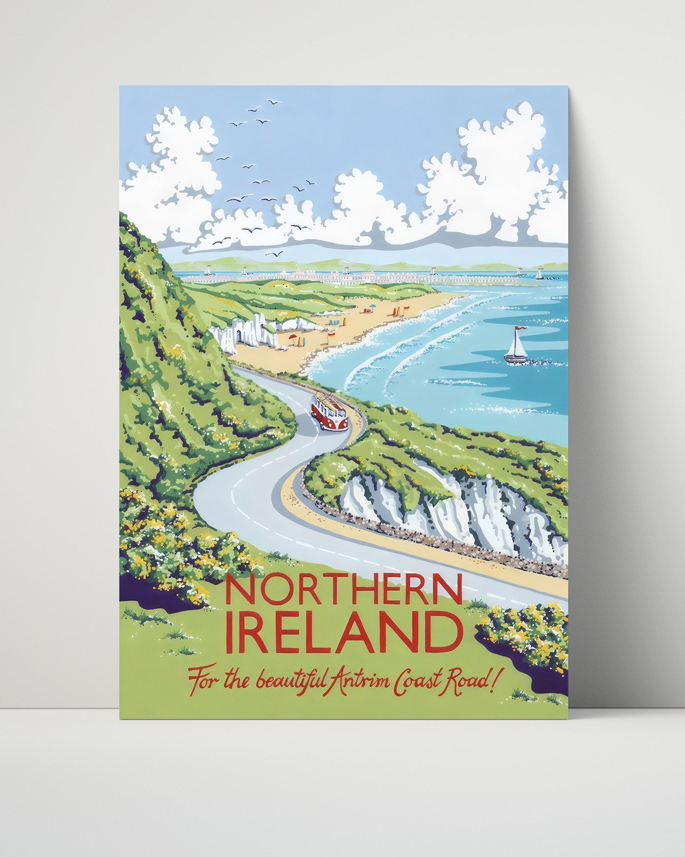 Northern Ireland Antrim Coast Road Vintage Travel Print 16x20 Unframed Print travel wall art print
