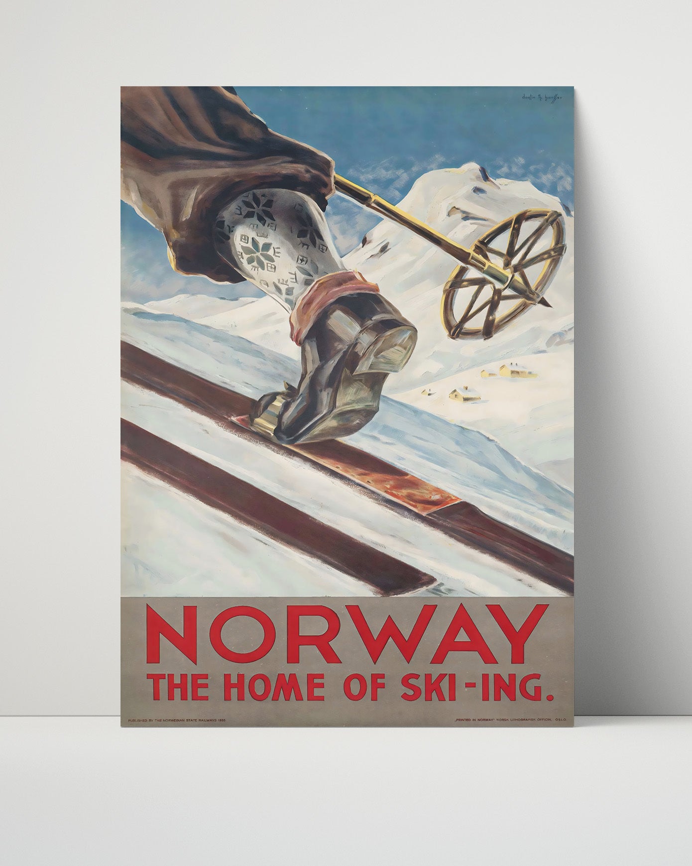 Norway Home of Skiing Vintage Travel Print 16x20 Unframed Print travel wall art print