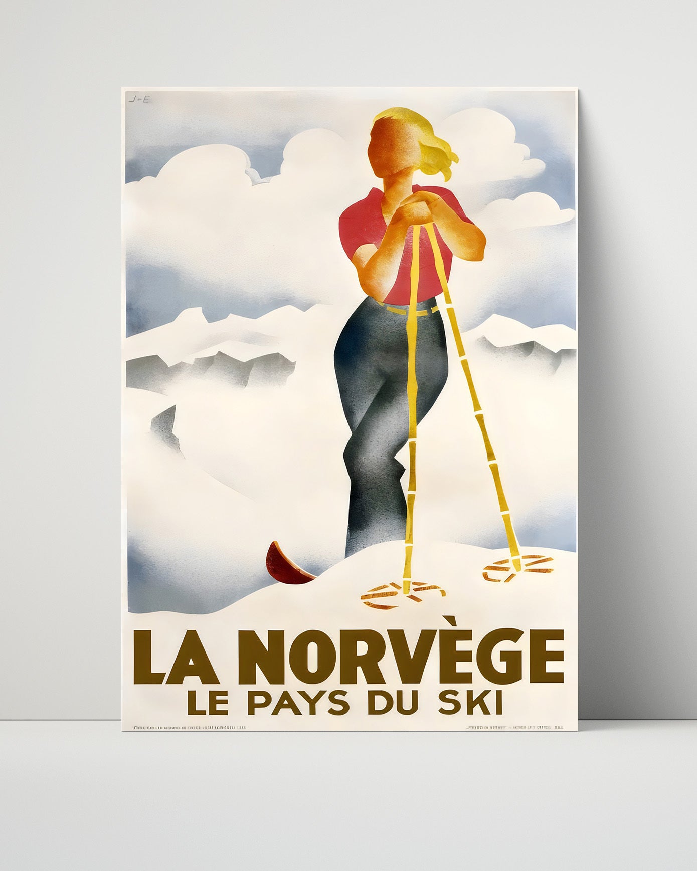 Norway Ski Country Vintage Travel Print 16x20 Unframed Print travel wall art print