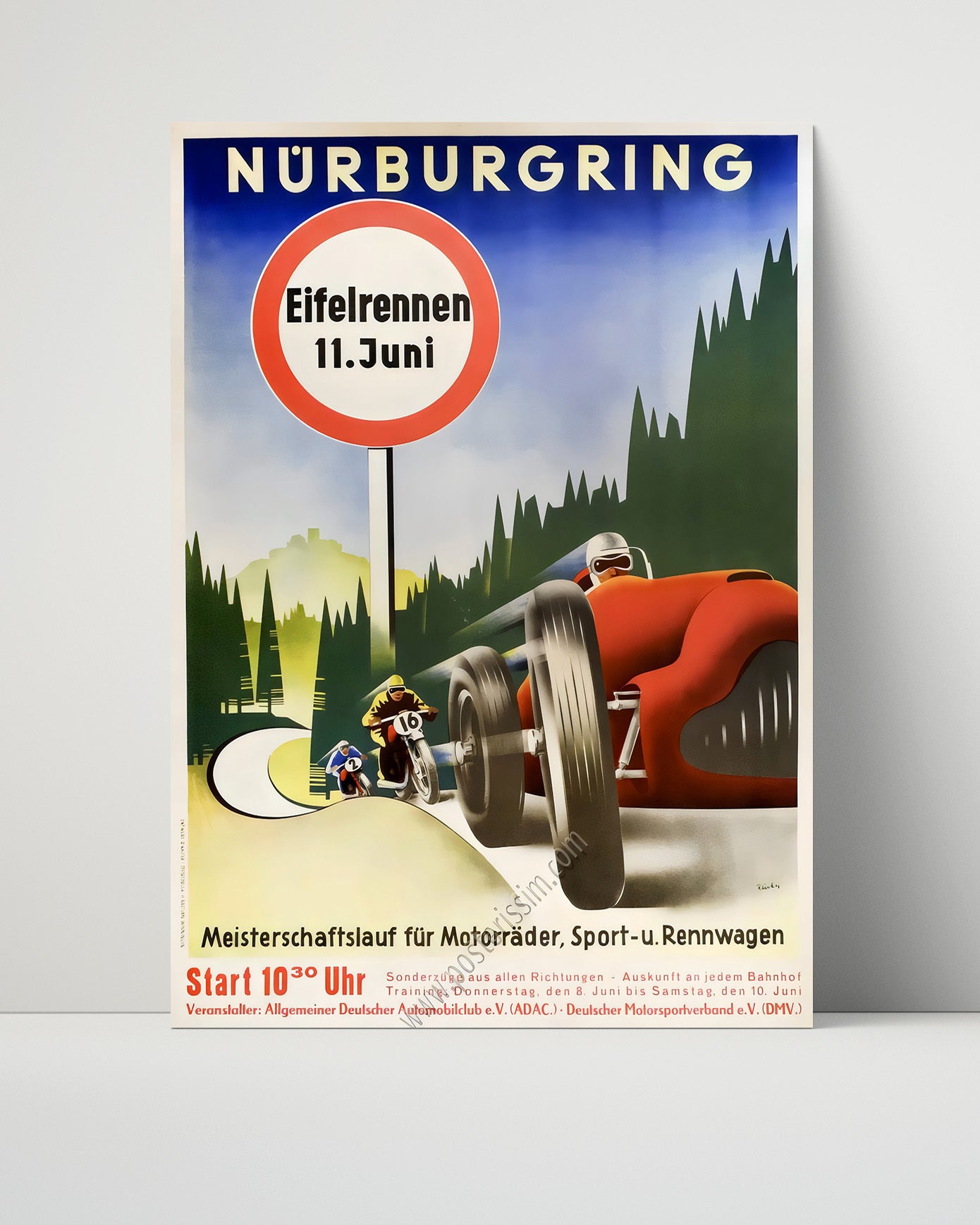 Nurburgring Eifelrennen 11 Juni Vintage Travel Print 16x20 Unframed Print travel wall art print