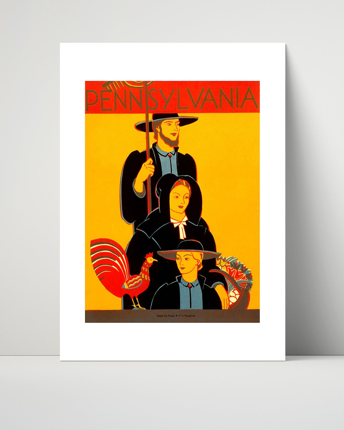 Pennsylvania Amish Family Vintage Travel Print 16x20 Unframed Print travel wall art print