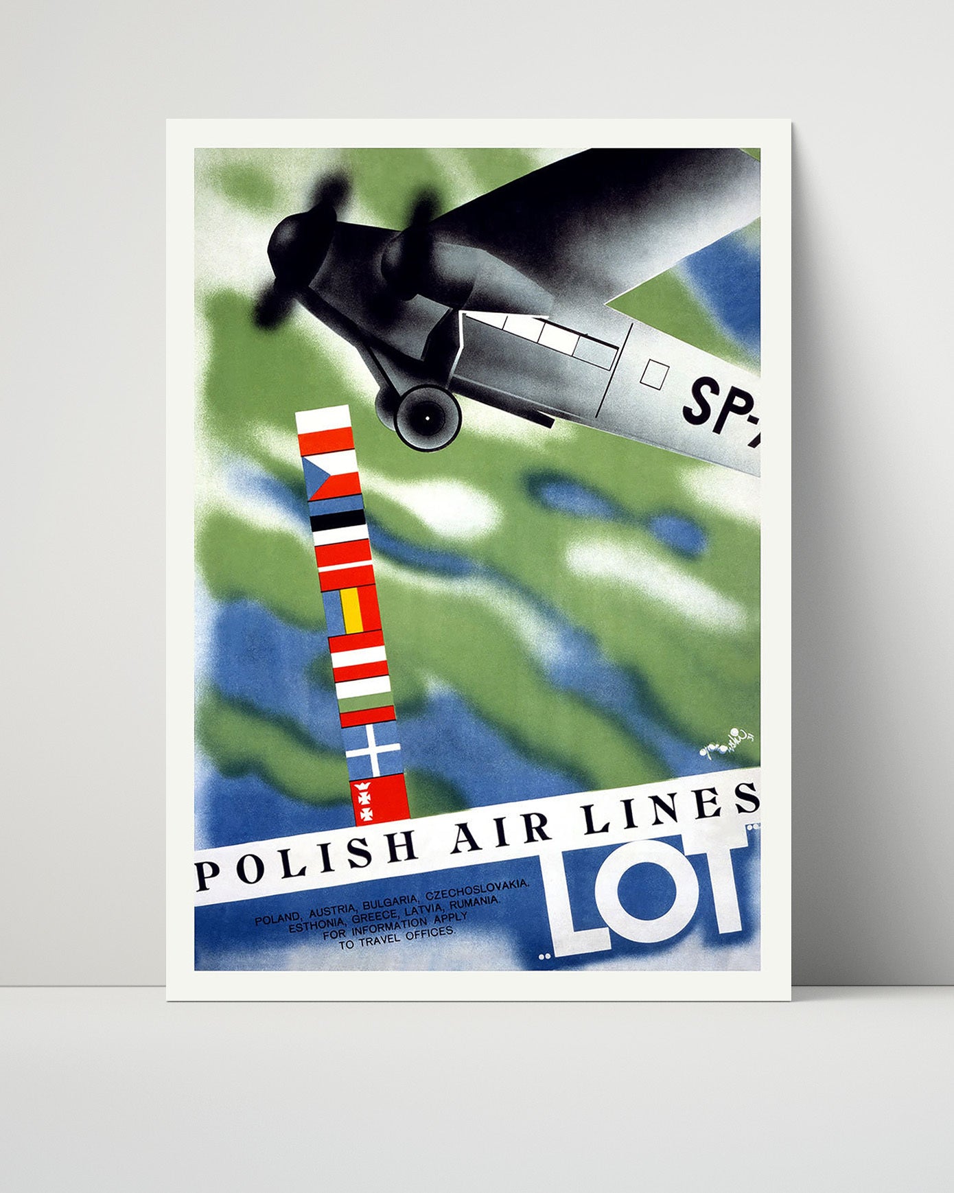 Poland LOT Airlines Vintage Travel Print 16x20 Unframed Print travel wall art print