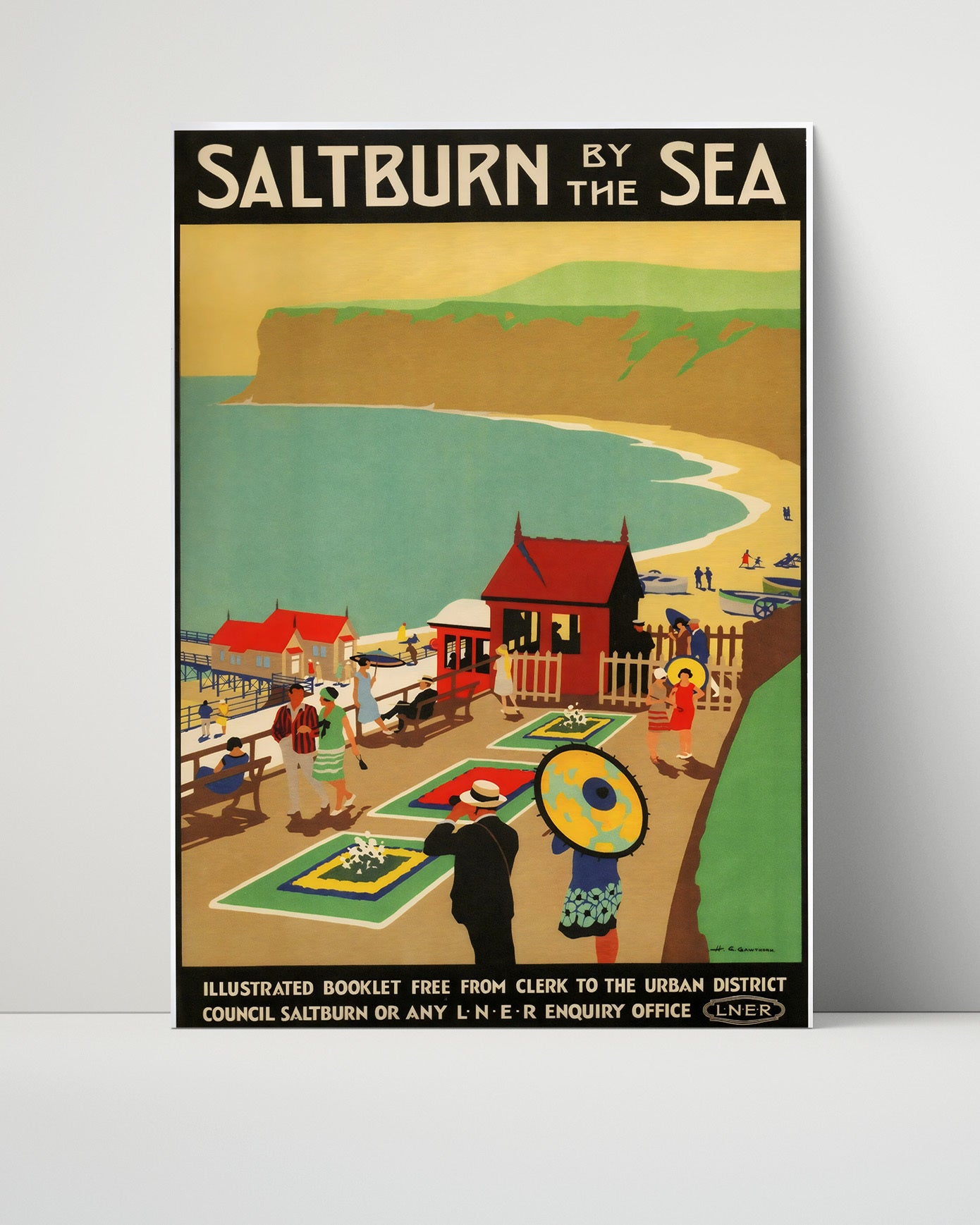Saltburn By the Sea Vintage Travel Print 16x20 Unframed Print travel wall art print