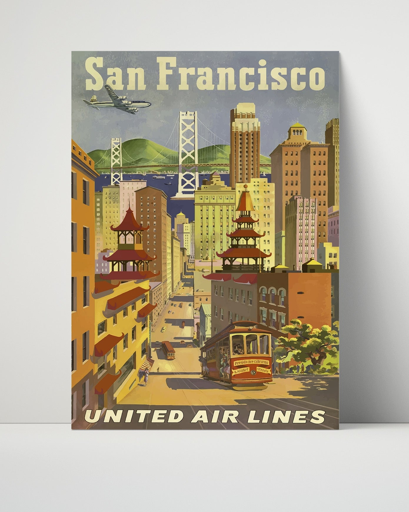 San Francisco Vintage Travel Print 16x20 Unframed Print travel wall art print