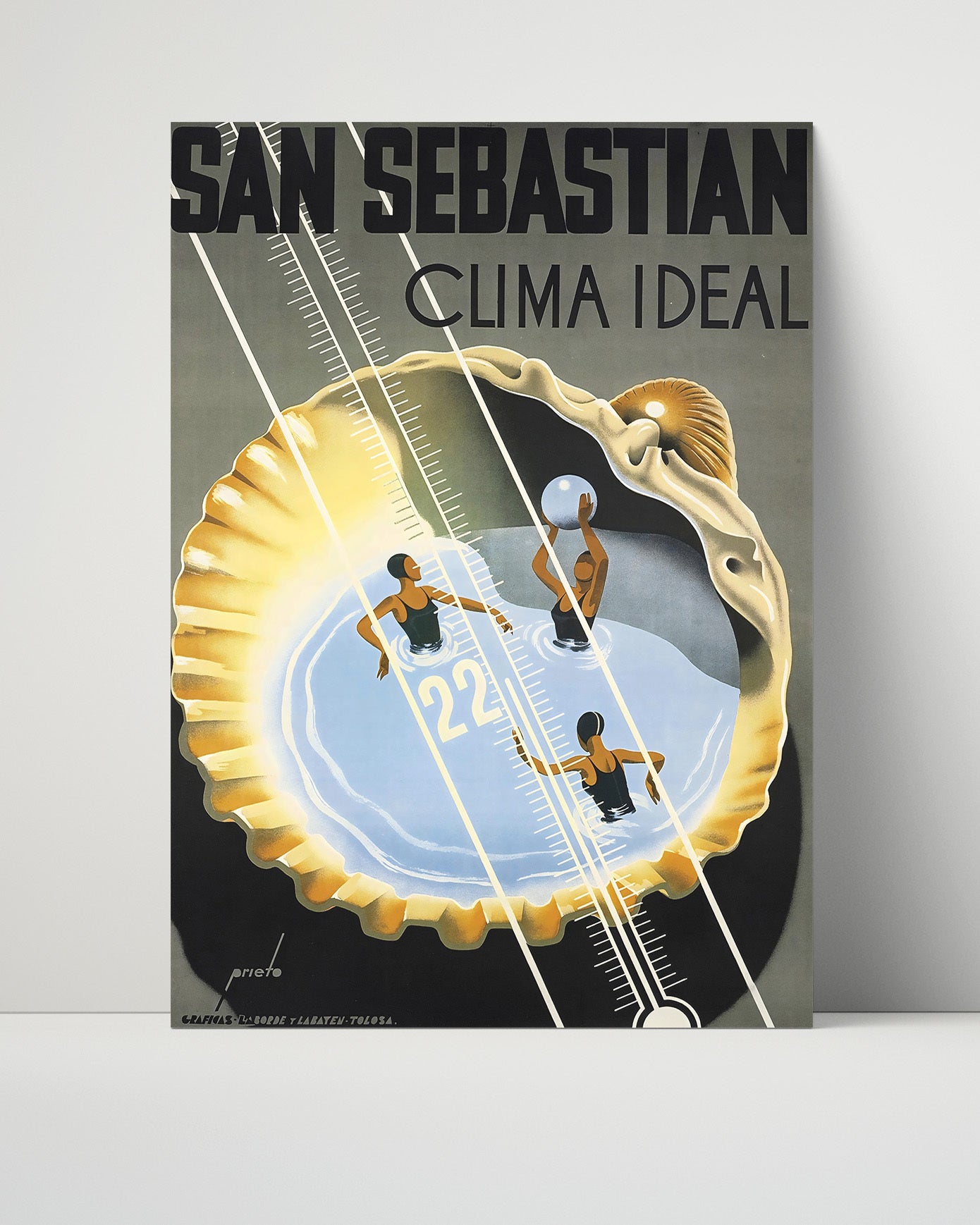 San Sebastian Clima Ideal Vintage Travel Print 16x20 Unframed Print travel wall art print