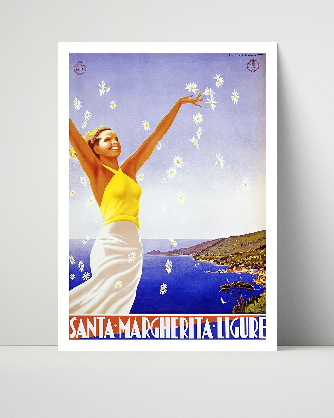 Santa Margherita Ligure Vintage Travel Print 16x20 Unframed Print travel wall art print