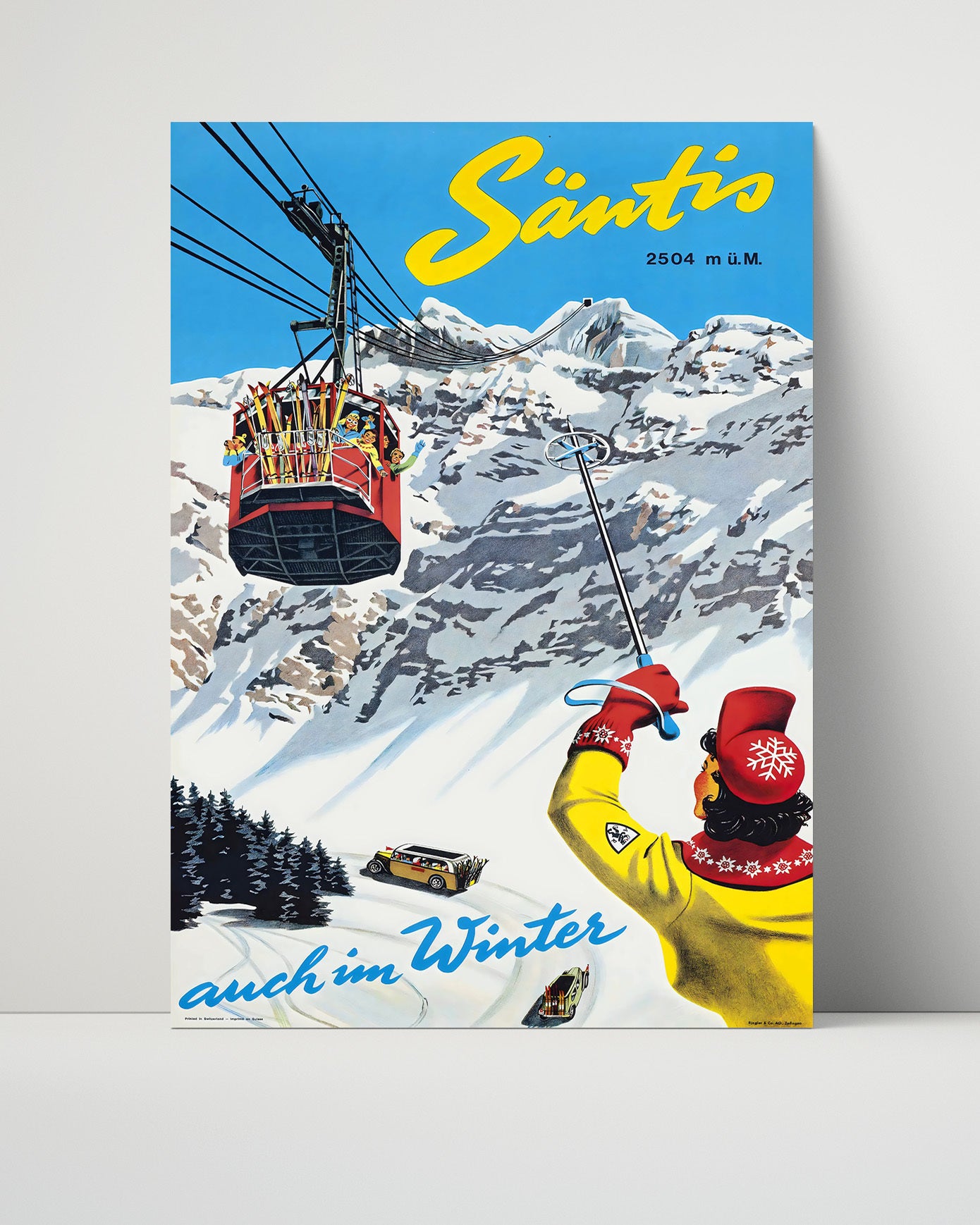 Santis Switzerland Vintage Travel Print 16x20 Unframed Print travel wall art print