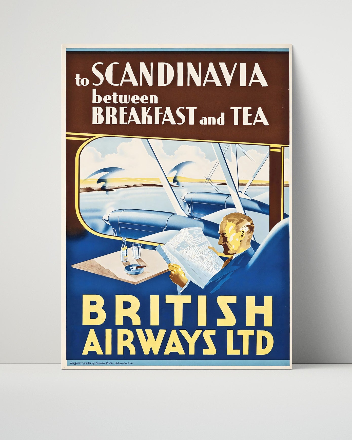 Scandinavia British Airways Vintage Travel Print 16x20 Unframed Print travel wall art print
