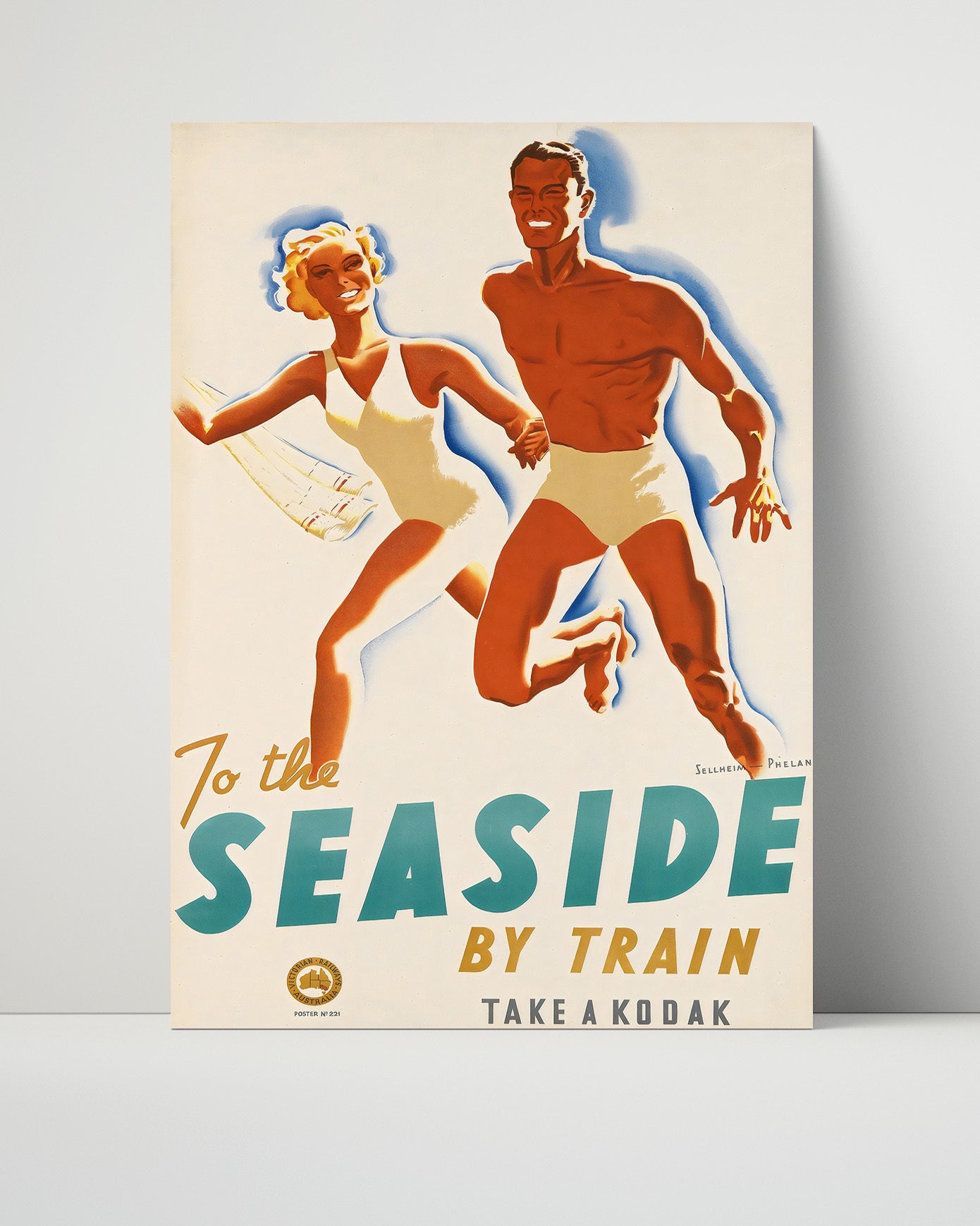 Seaside By Train Kodak Vintage Travel Print 16x20 Unframed Print travel wall art print
