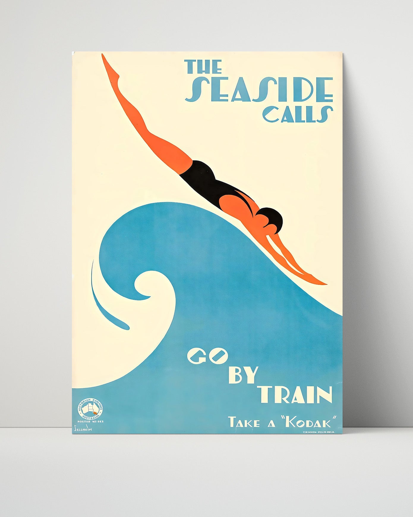 Seaside Go By Train Vintage Travel Print 16x20 Unframed Print travel wall art print