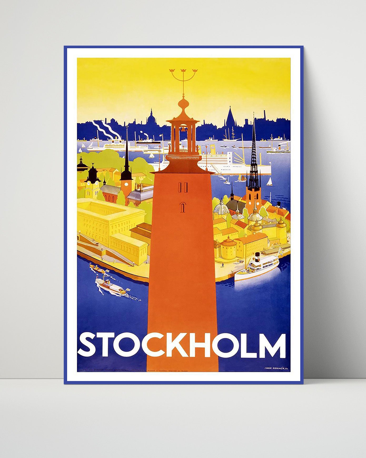 Stockholm City Hall Skyline Vintage Travel Print 16x20 Unframed Print travel wall art print