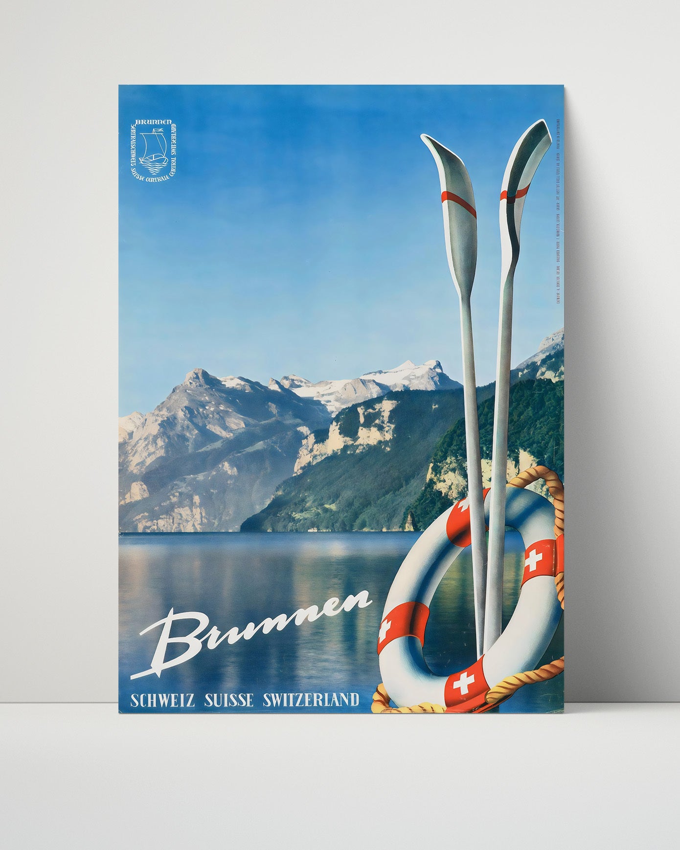 Switzerland Brunnen Vintage Travel Print 16x20 Unframed Print travel wall art print