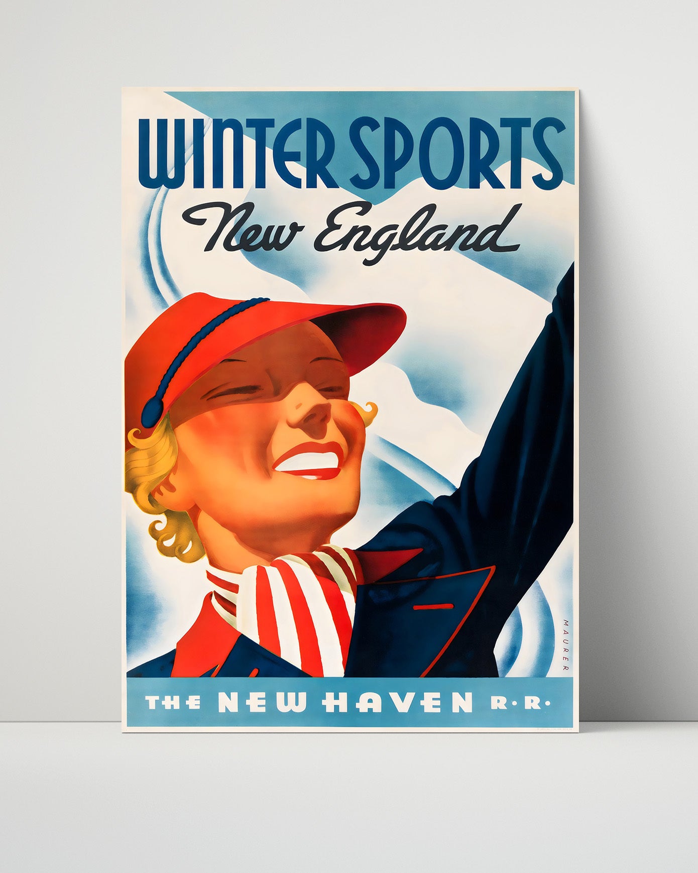 USA Winter Sports New England Vintage Travel Print 16x20 Unframed Print travel wall art print