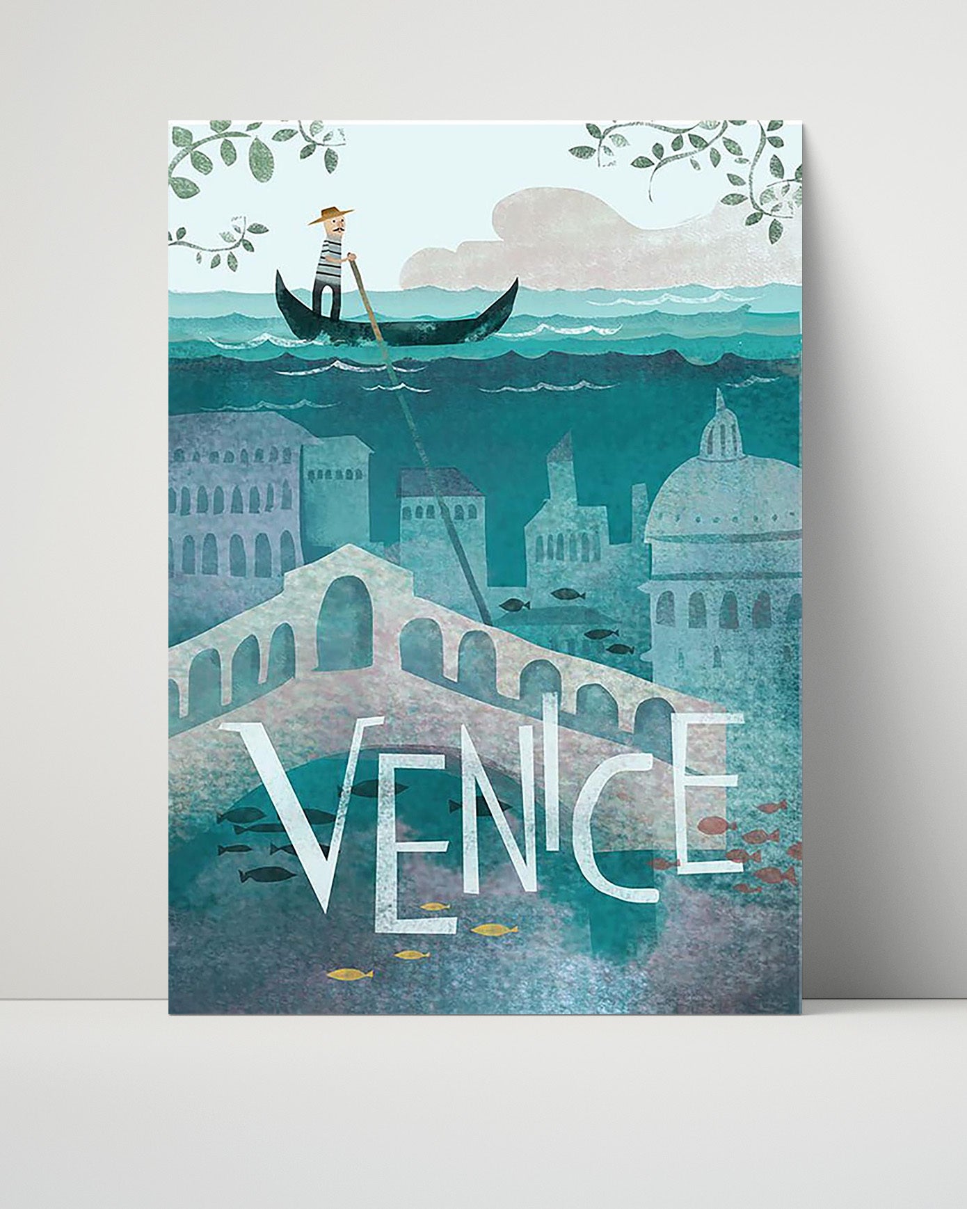 Venice Gondola Vintage Travel Print 16x20 Unframed Print travel wall art print