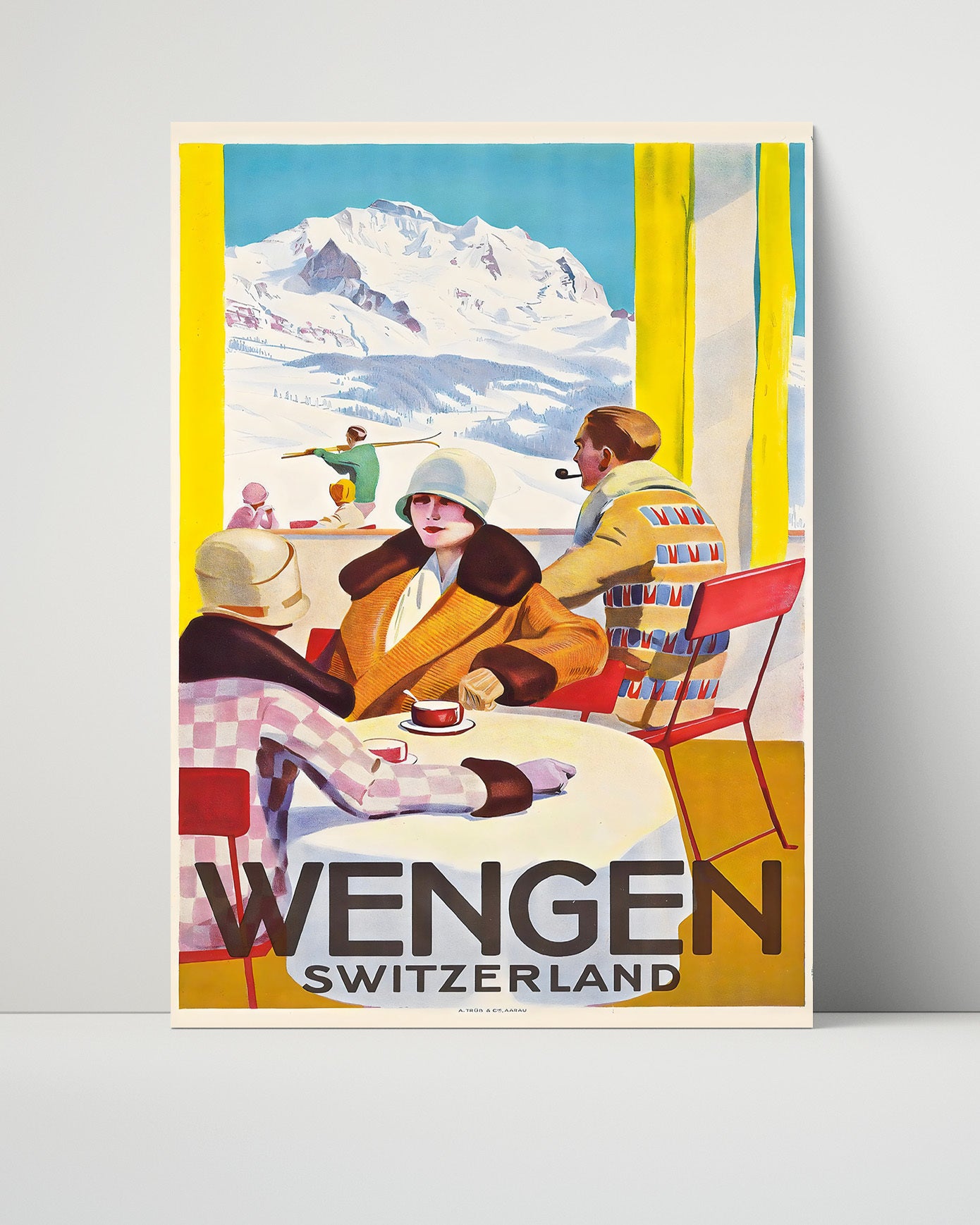 Wengen Switzerland Vintage Travel Print 16x20 Unframed Print travel wall art print