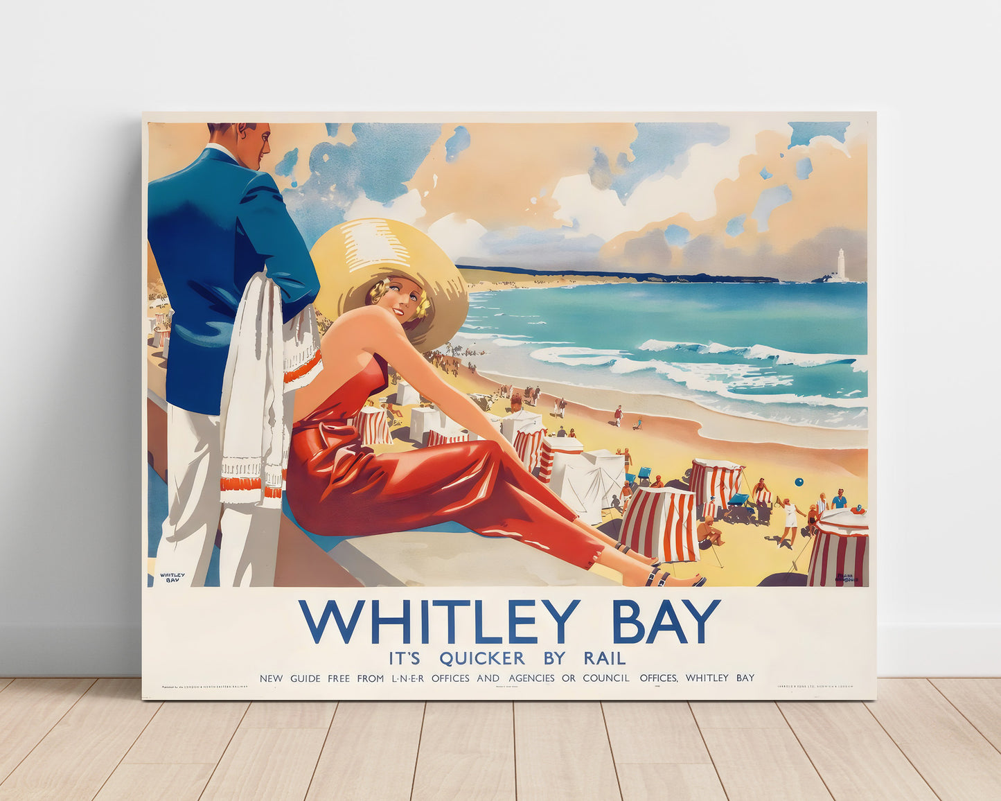 Whitley Bay Seaside Railway Holiday Vintage Travel Print 16x20 Unframed Print travel wall art print