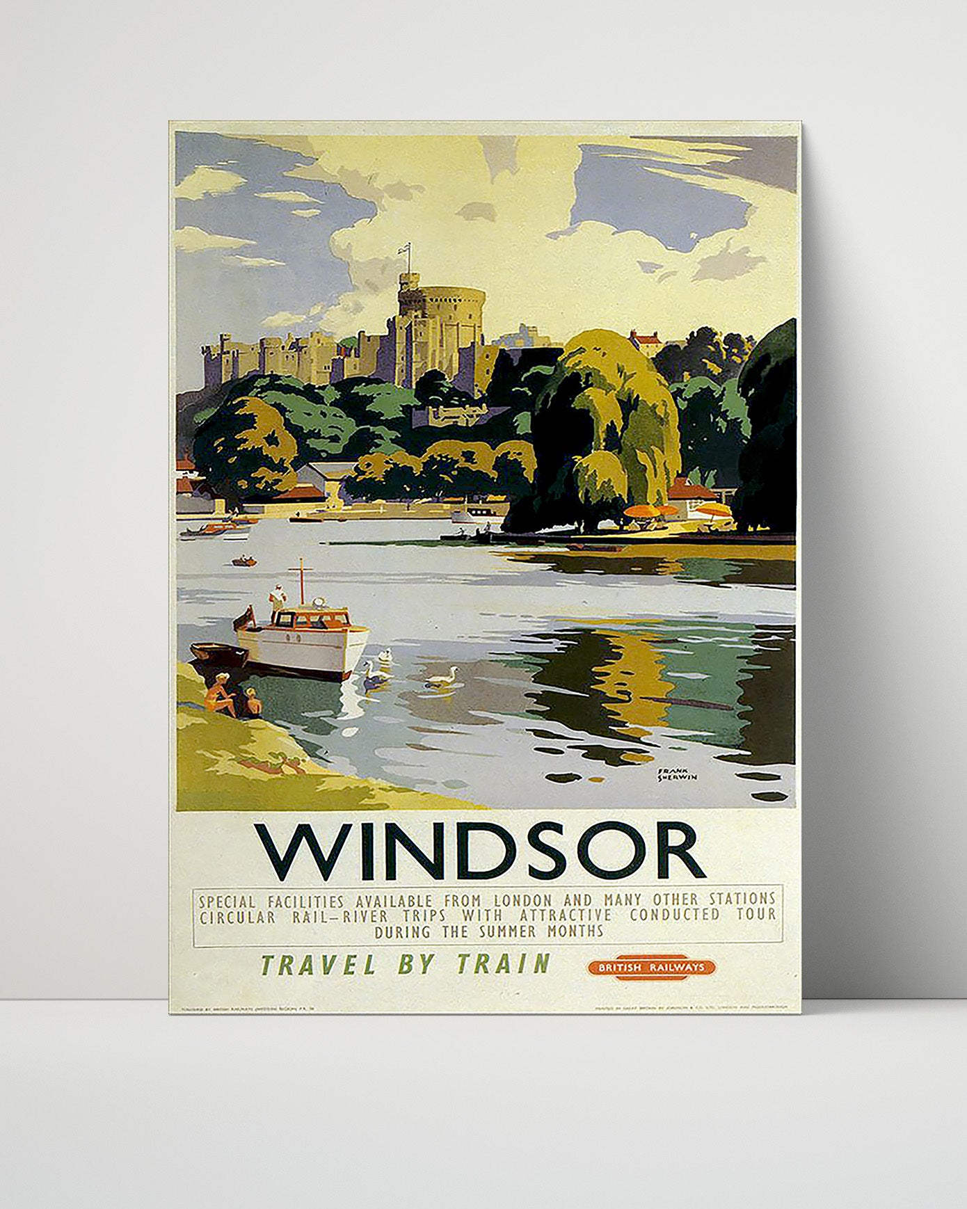 Windsor Travel By Train Vintage Travel Print 16x20 Unframed Print travel wall art print