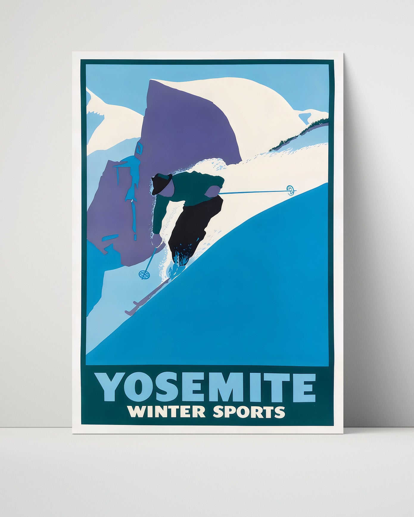 Yosemite Winter Sports Vintage Travel Print 16x20 Unframed Print travel wall art print