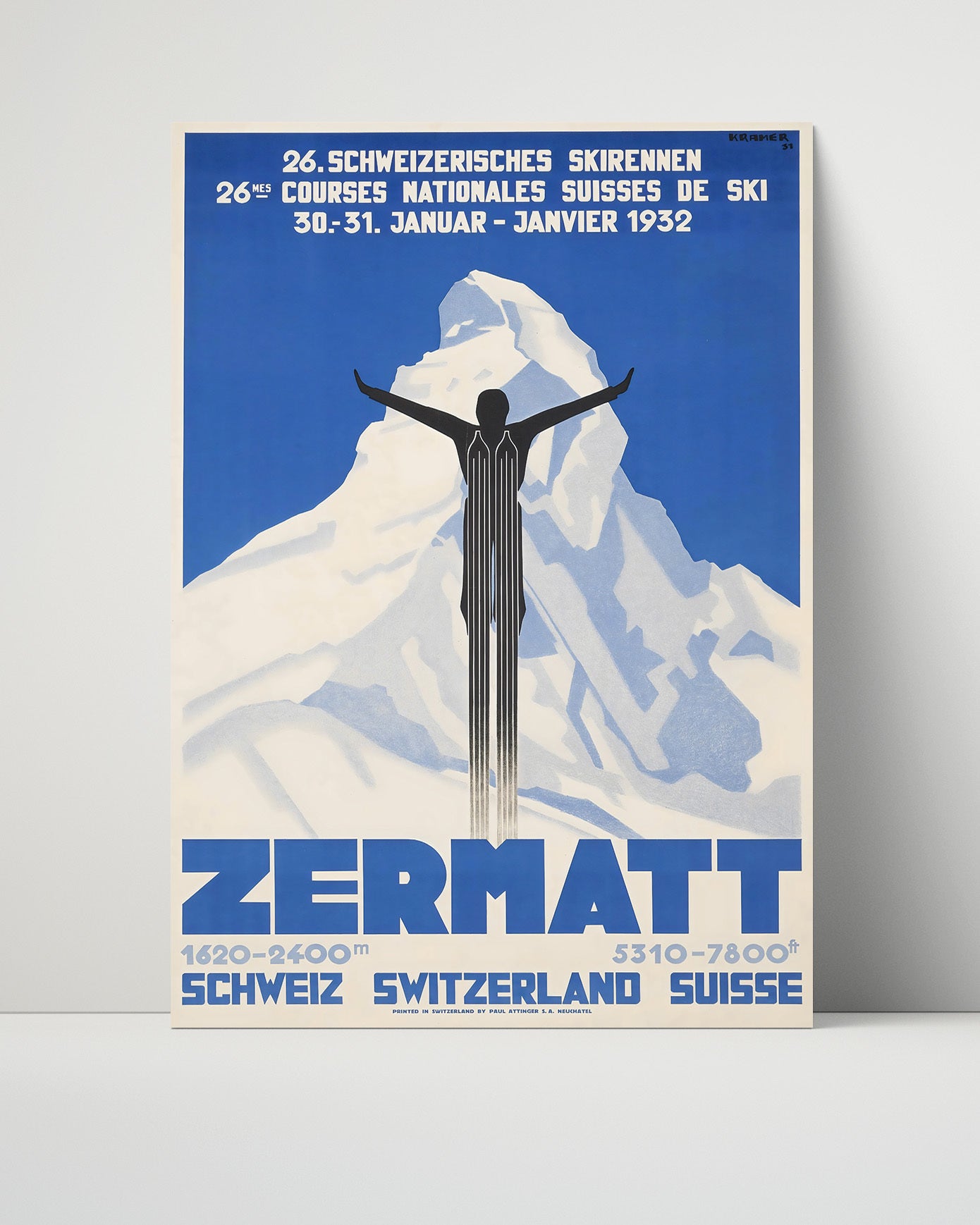 Zermatt Ski Races Vintage Travel Print 16x20 Unframed Print travel wall art print