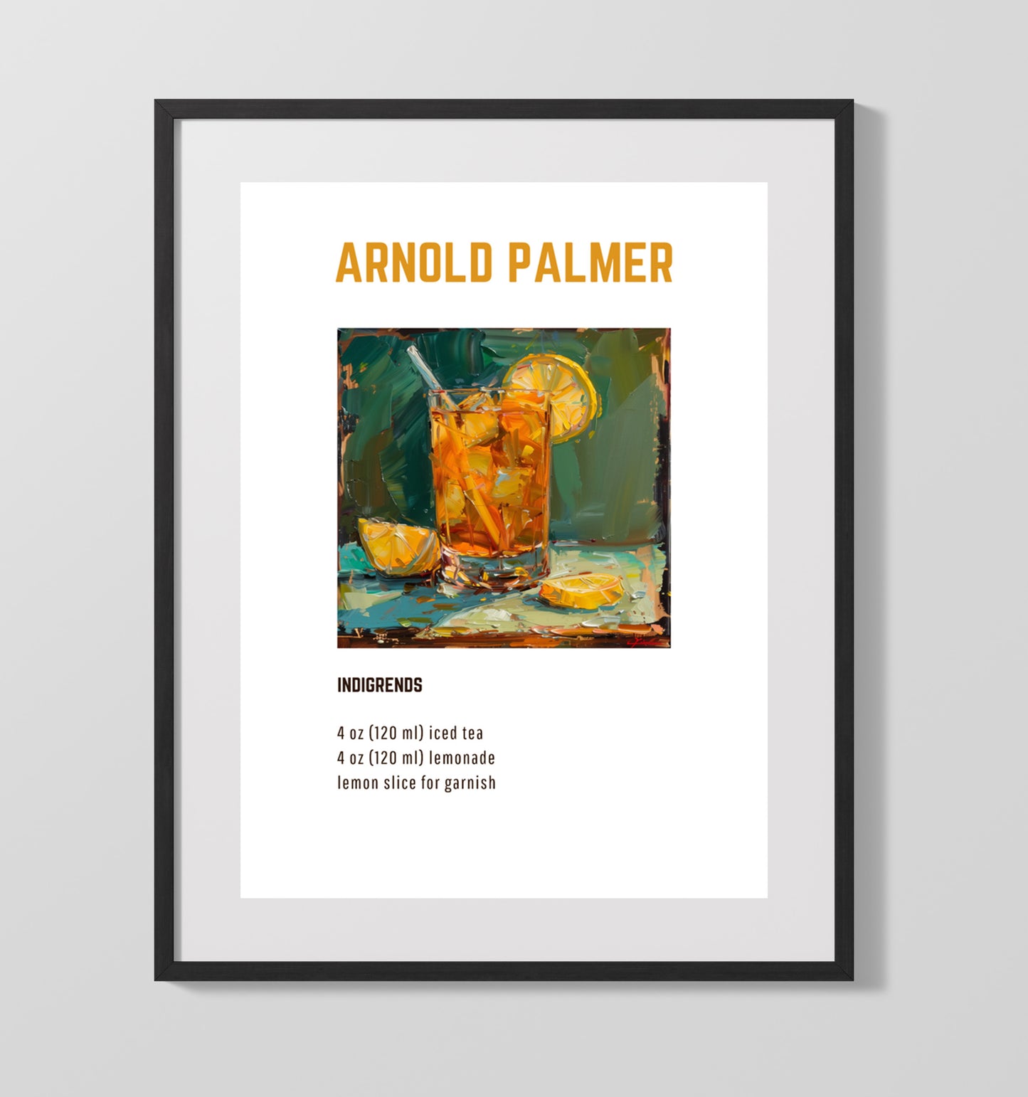 Arnold Palmer 16x20 Unframed Print cocktail recipe wall art