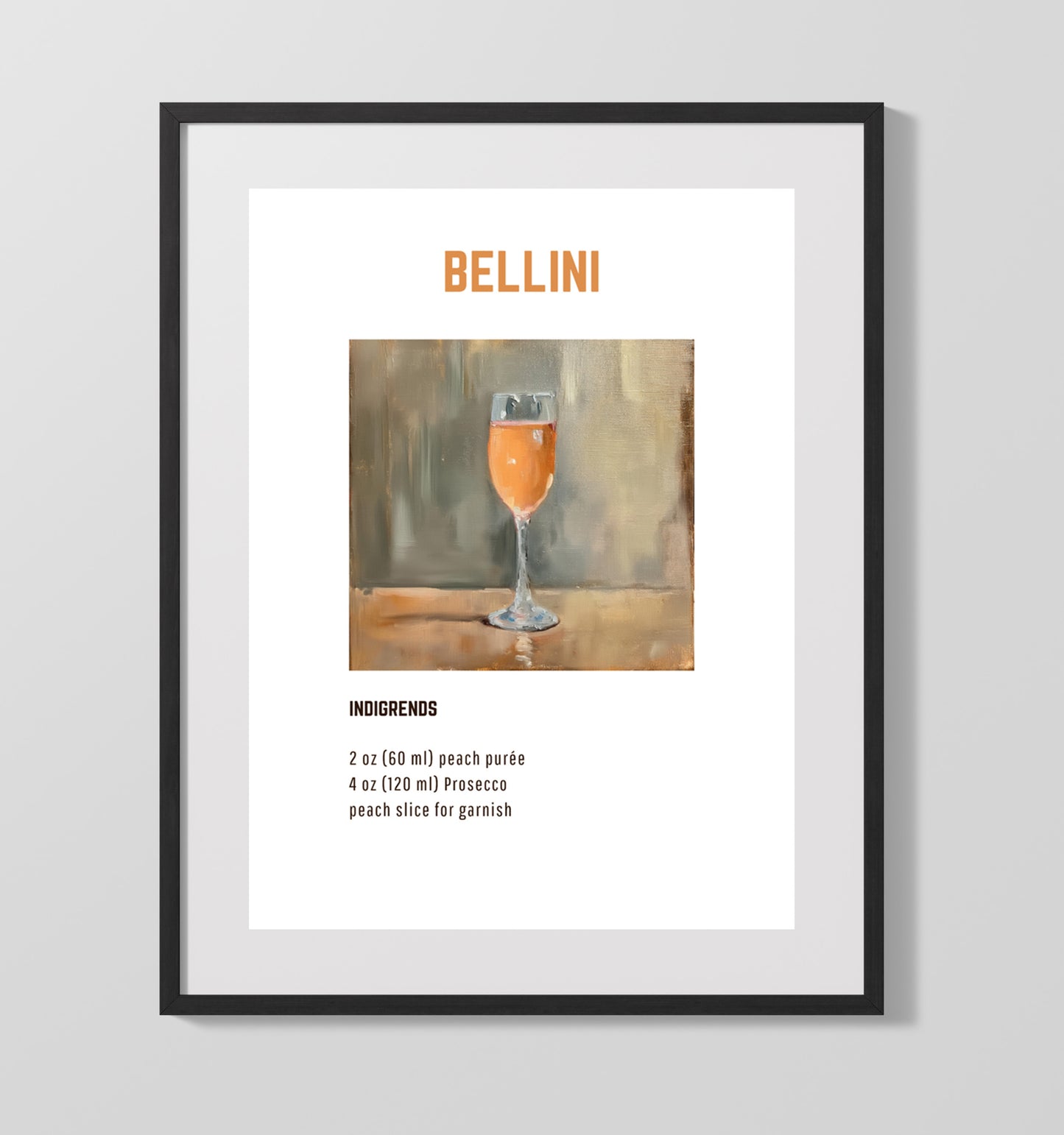 Bellini 16x20 Unframed Print cocktail recipe wall art
