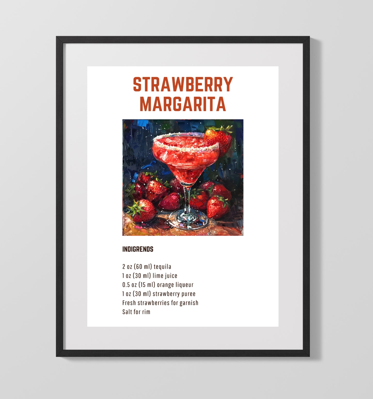 Boulevardier 16x20 Unframed Print cocktail recipe wall art